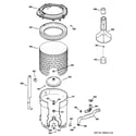 GE WLSR2000G3WW tub, basket & agitator diagram