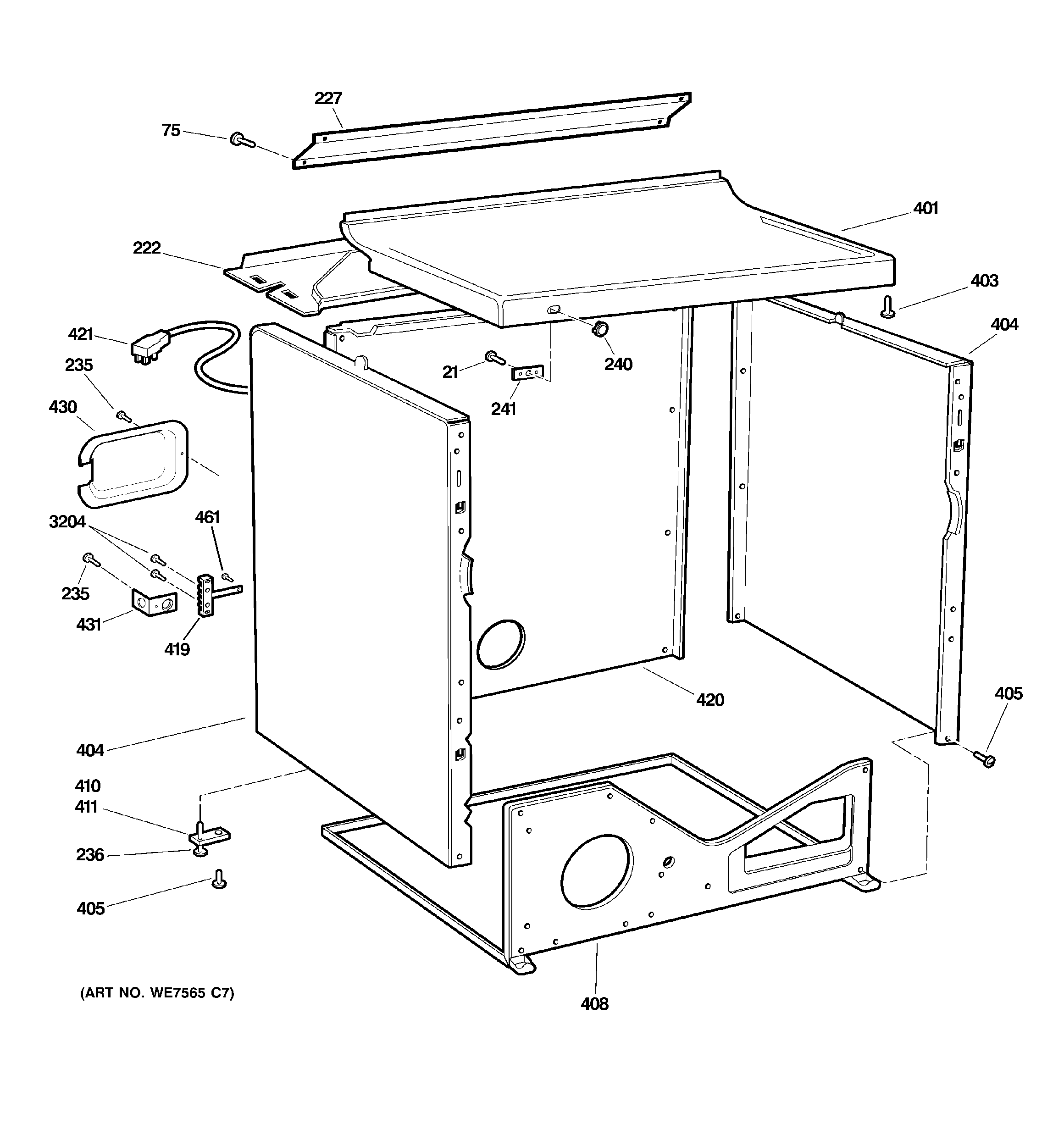 GE DCCD330EG4WC cabinet diagram