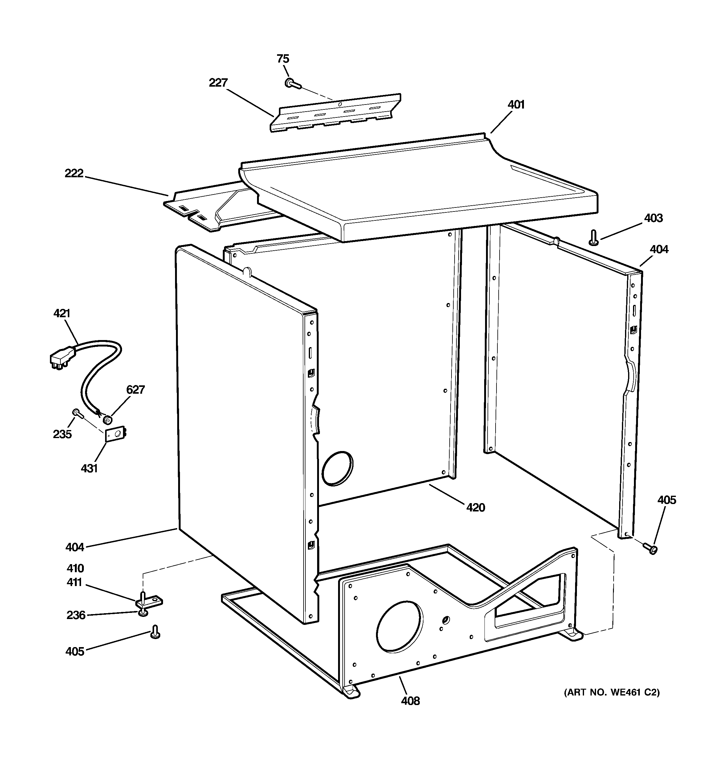 GE DISR473CG5WW cabinet diagram