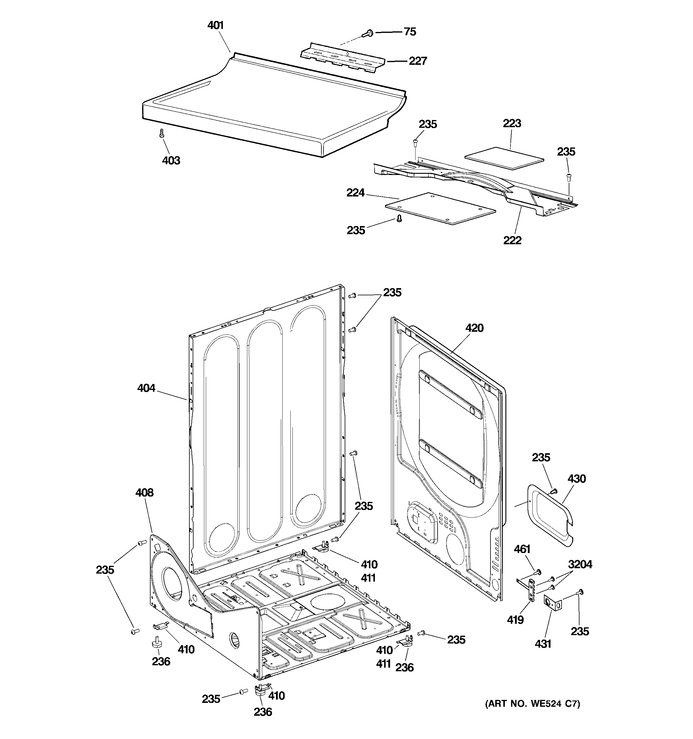 GE DISR473DG8WW cabinet diagram
