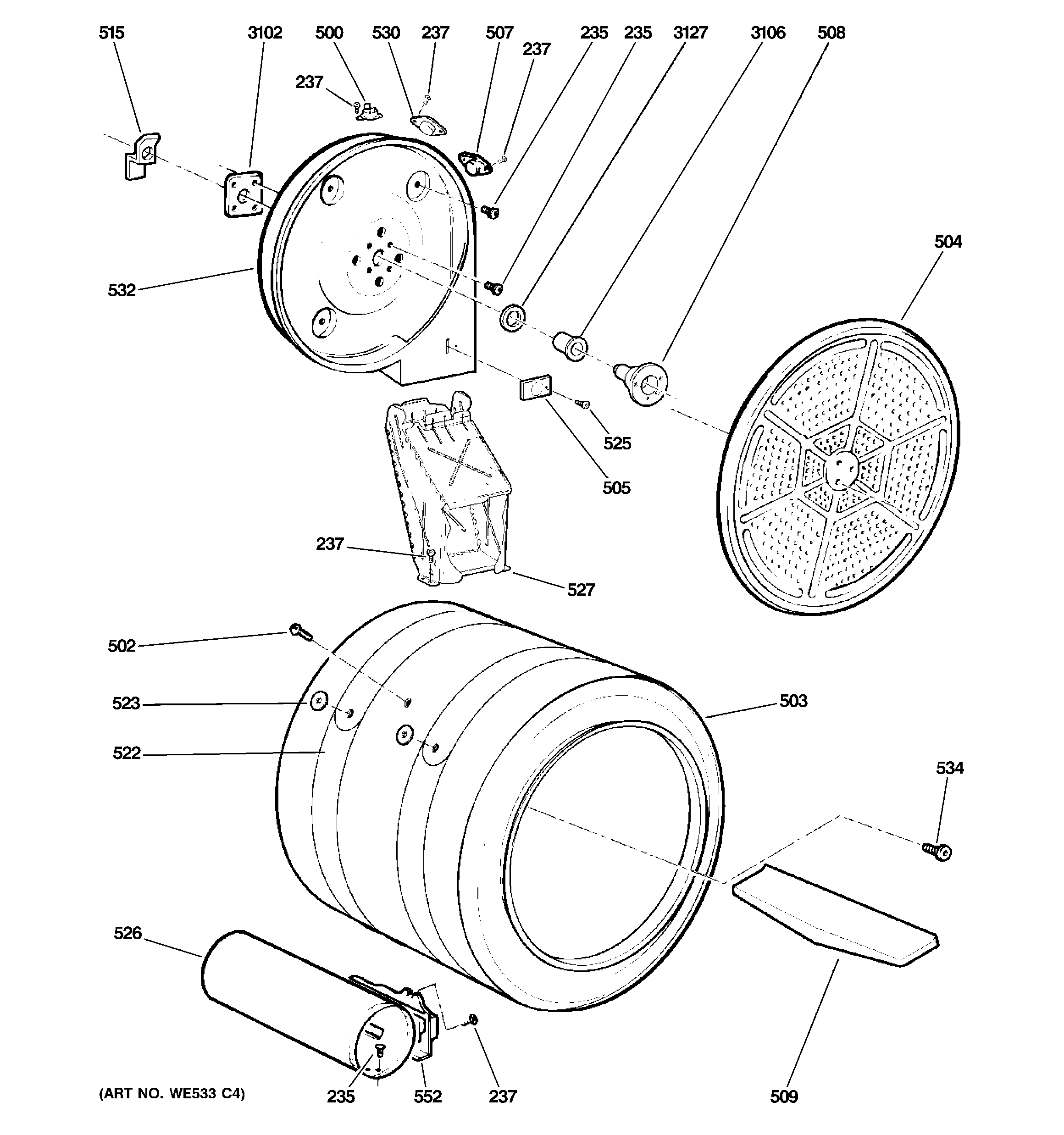 GE DNCK440GG5WC drum diagram