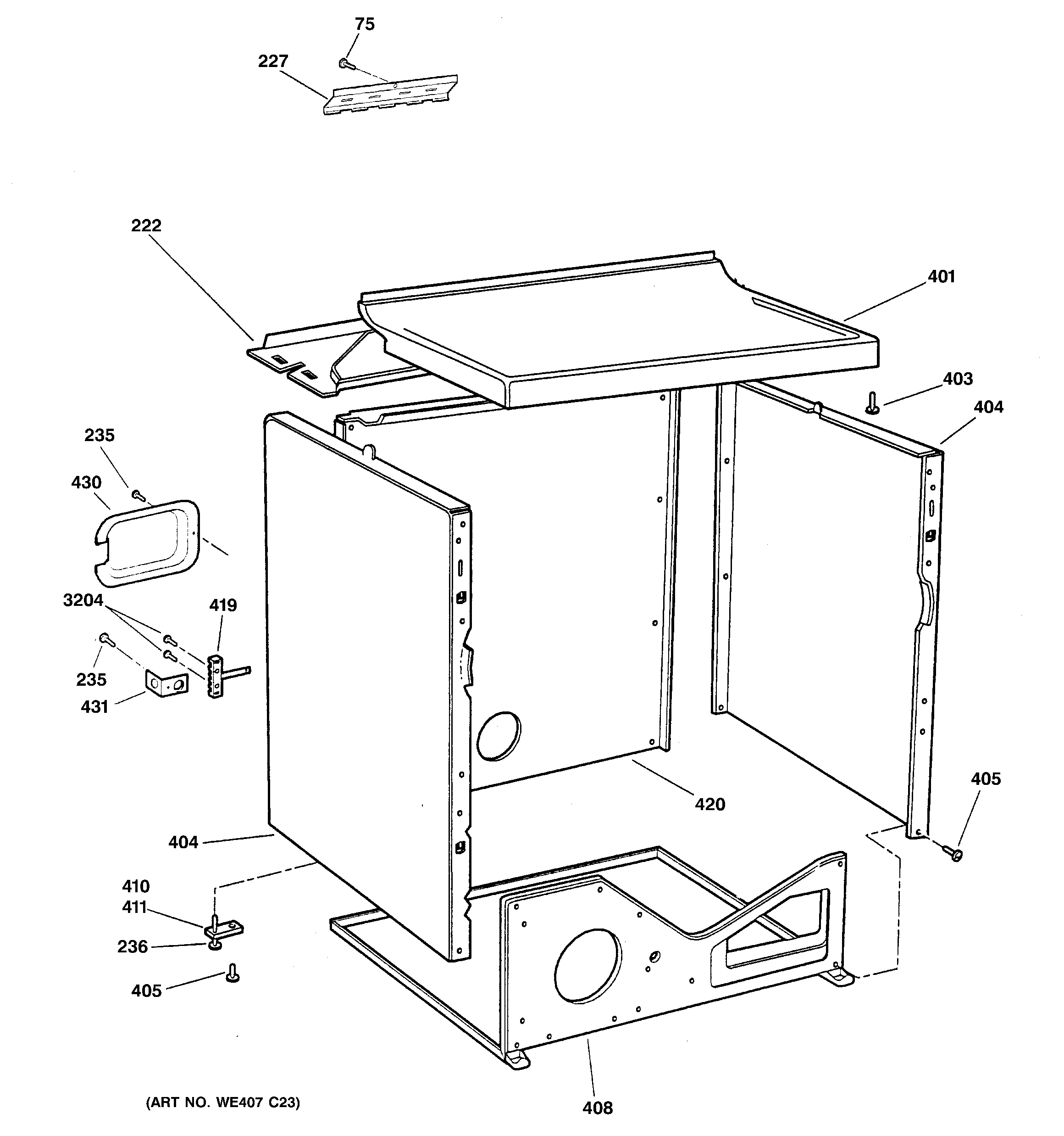 GE DSLVR48EH2WW cabinet diagram