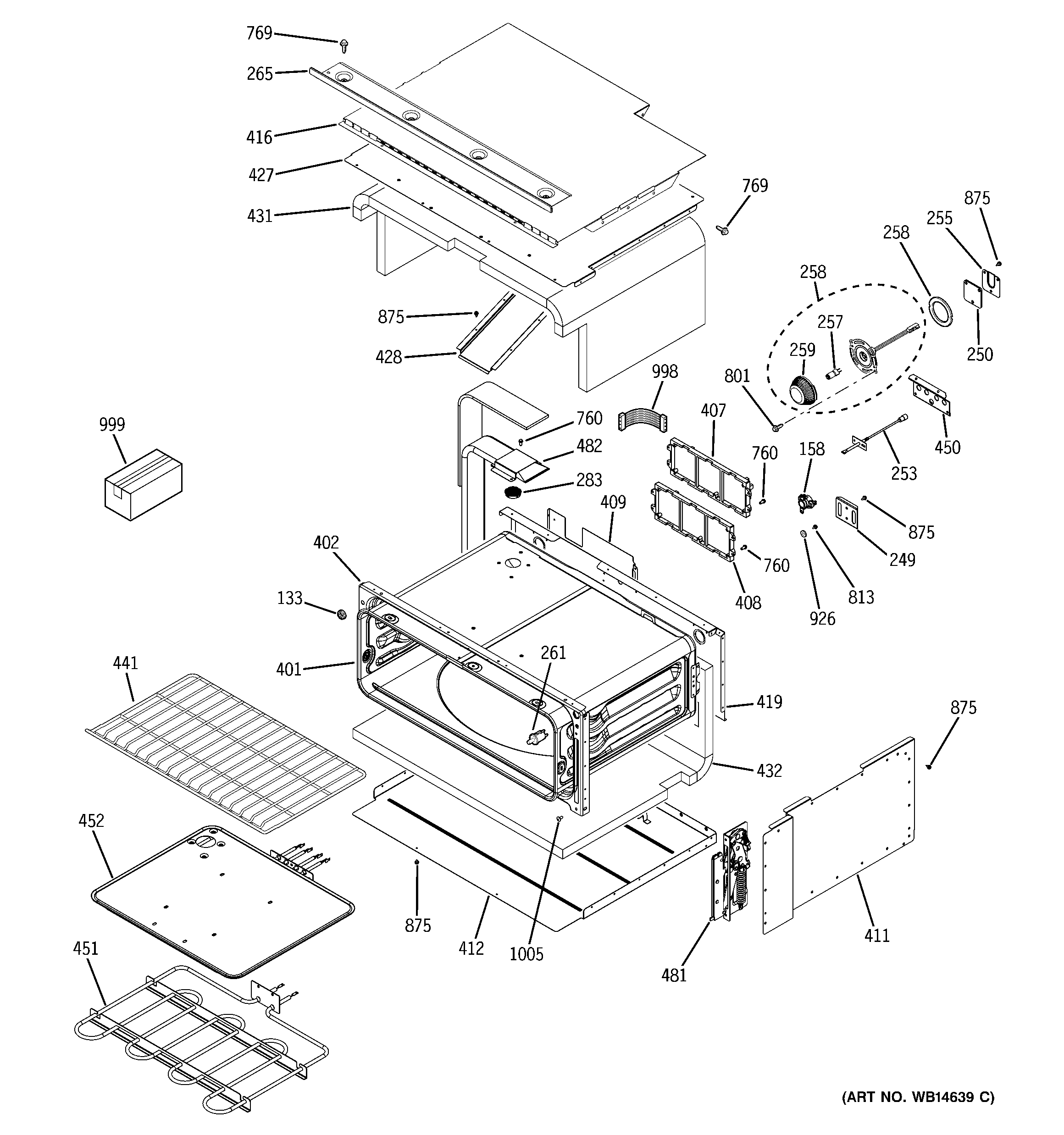 GE PT925SN1SS upper oven diagram