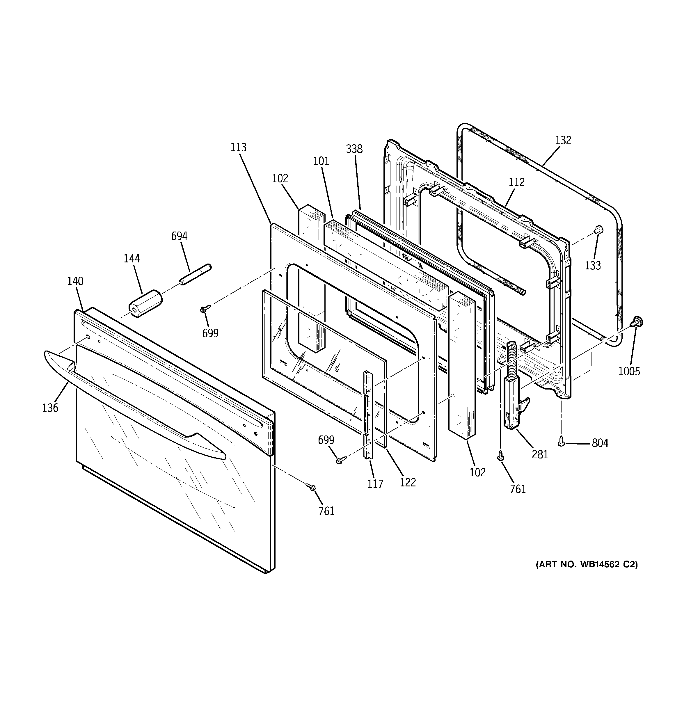 GE JCSP38DN1WW door diagram