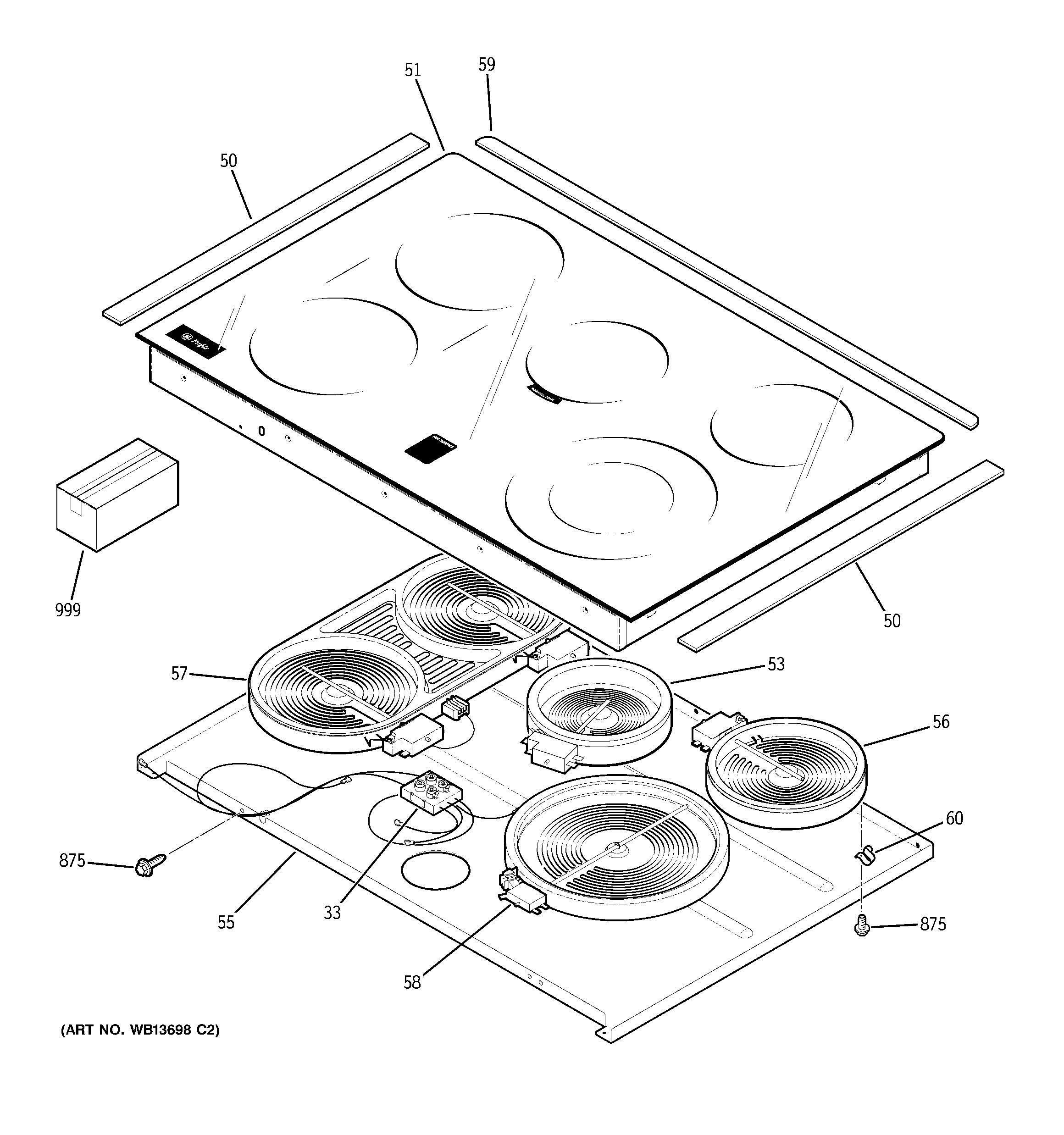 GE JD968TK5WW cooktop diagram