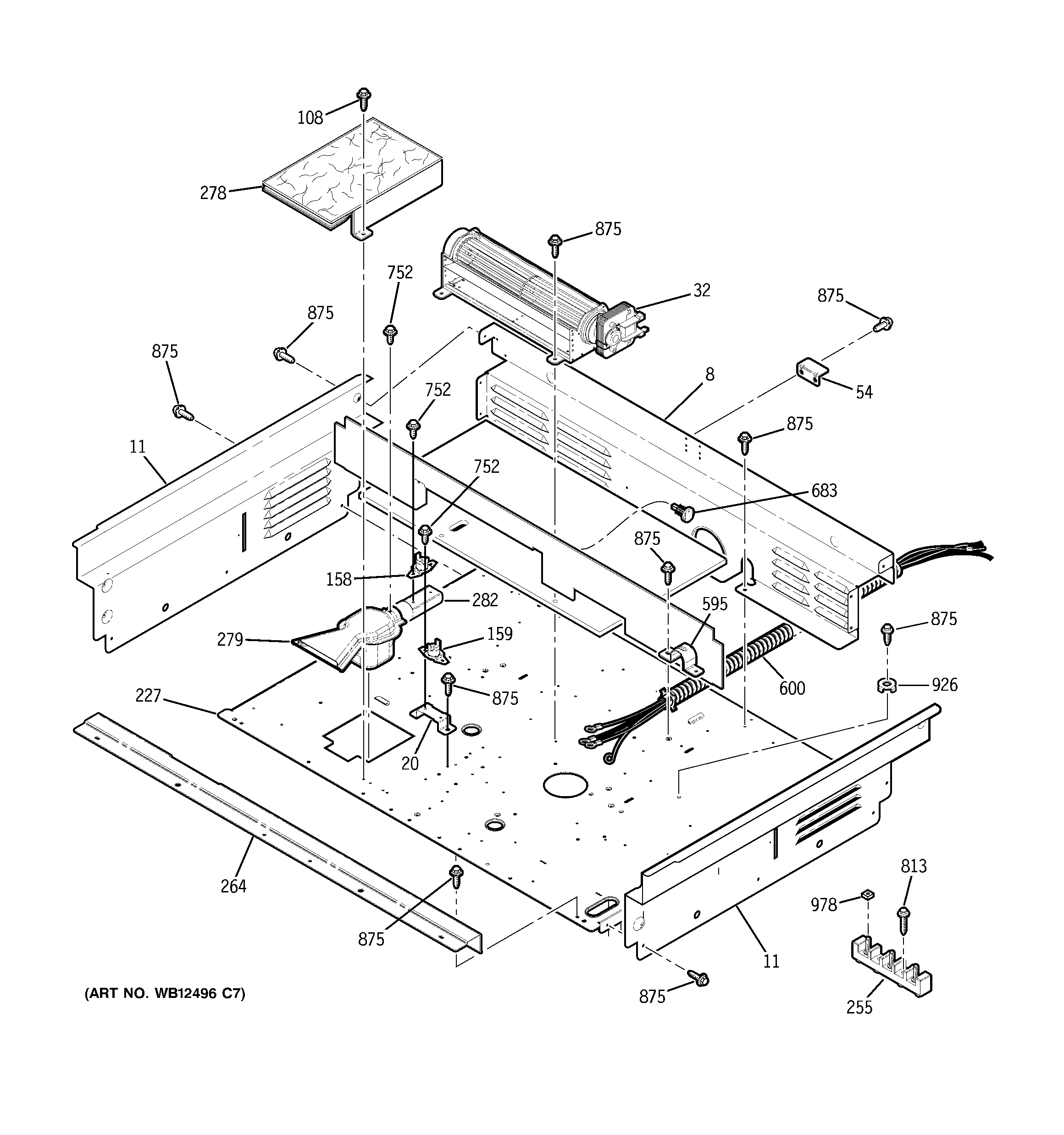GE JD968TK5WW cooling fan diagram