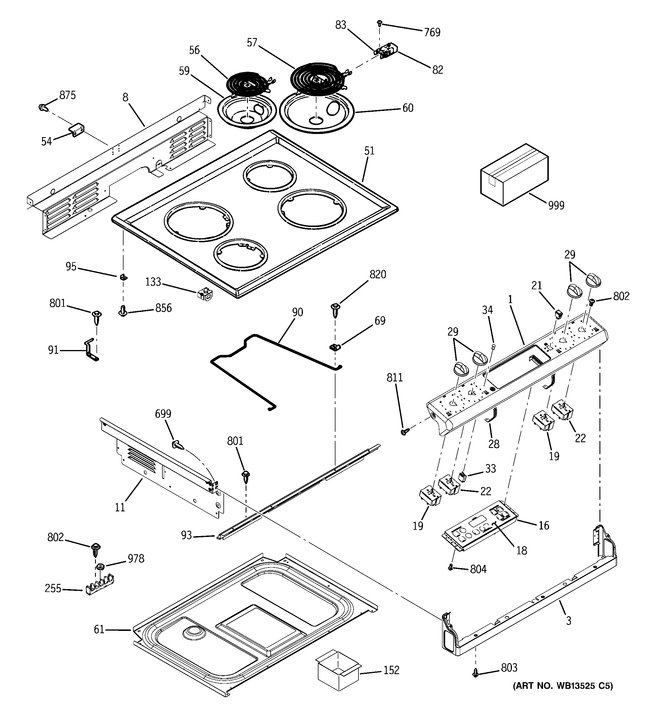GE JDP39DN1CC control panel & cooktop diagram