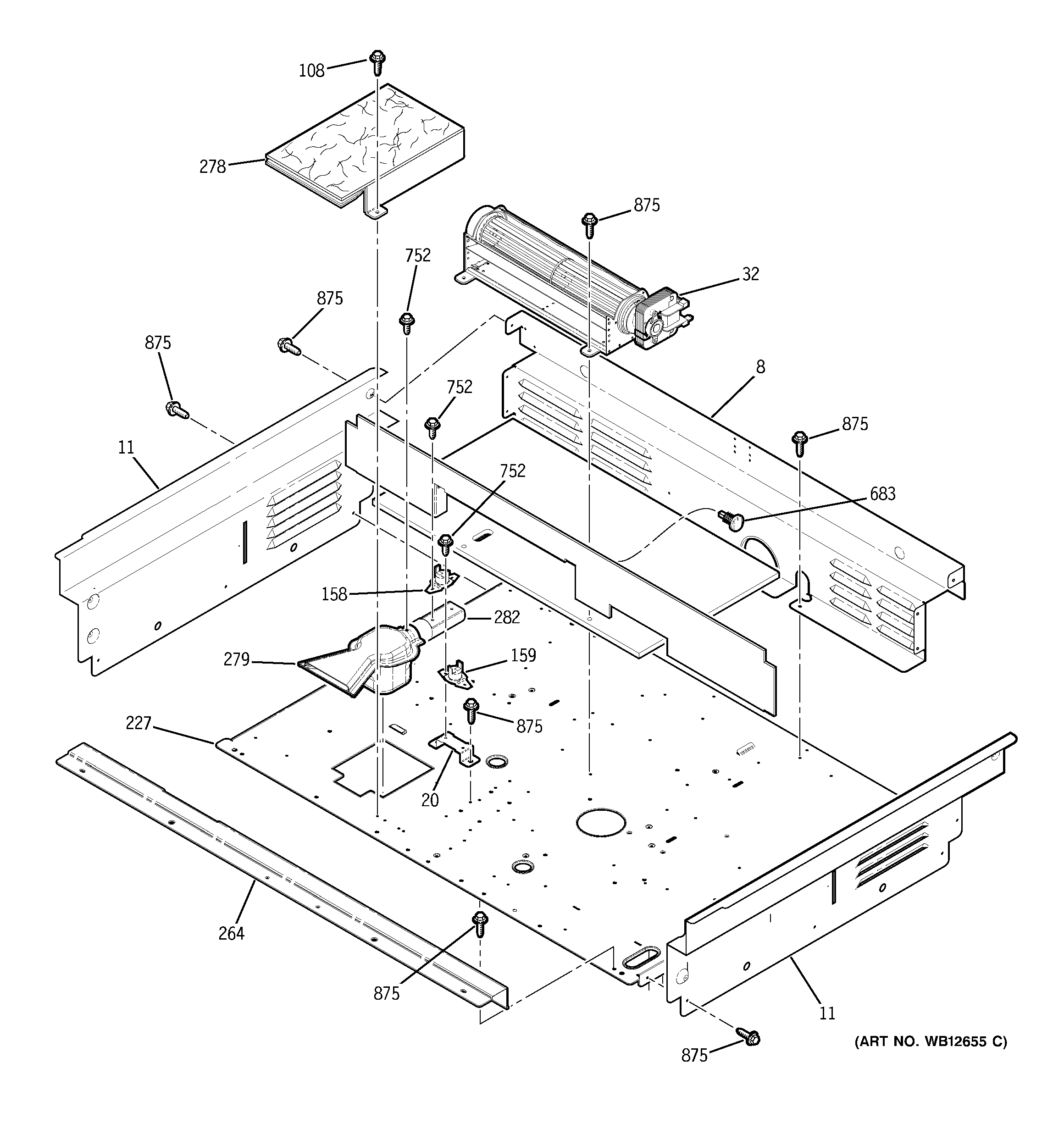 GE JS900WK4WW cooling fan diagram