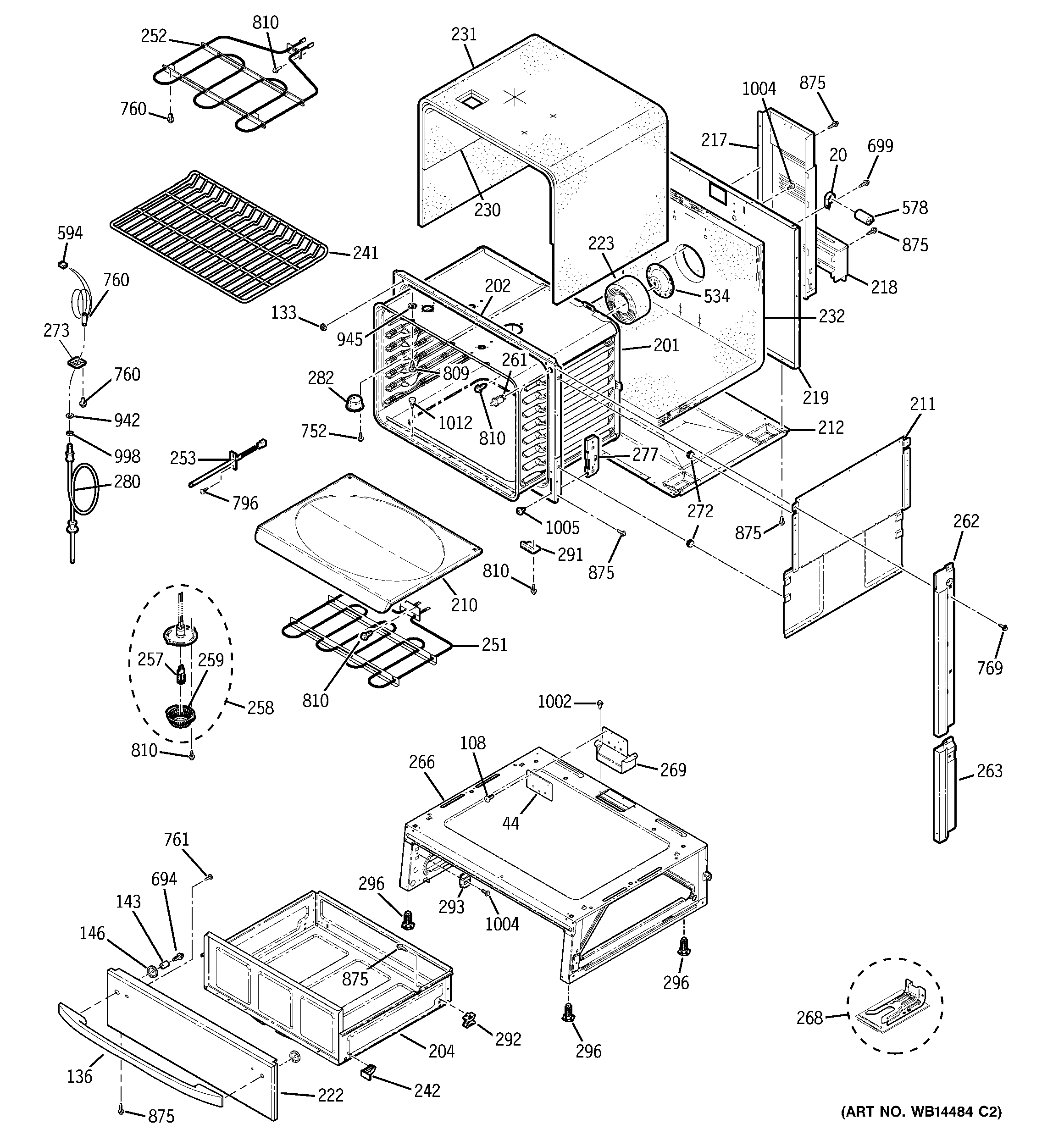 GE JS968BK5BB body parts diagram