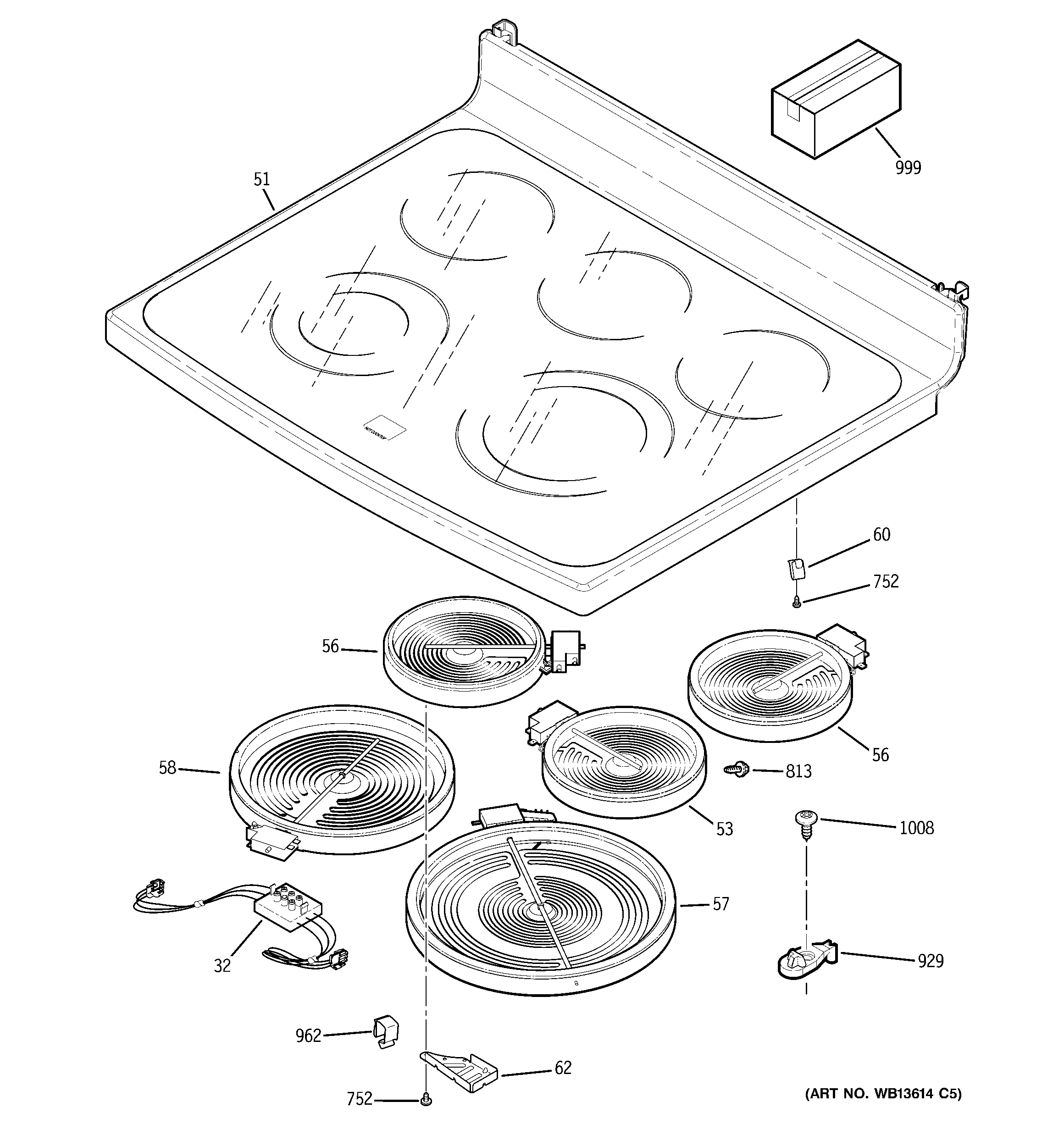 GE PB970SM2SS cooktop diagram