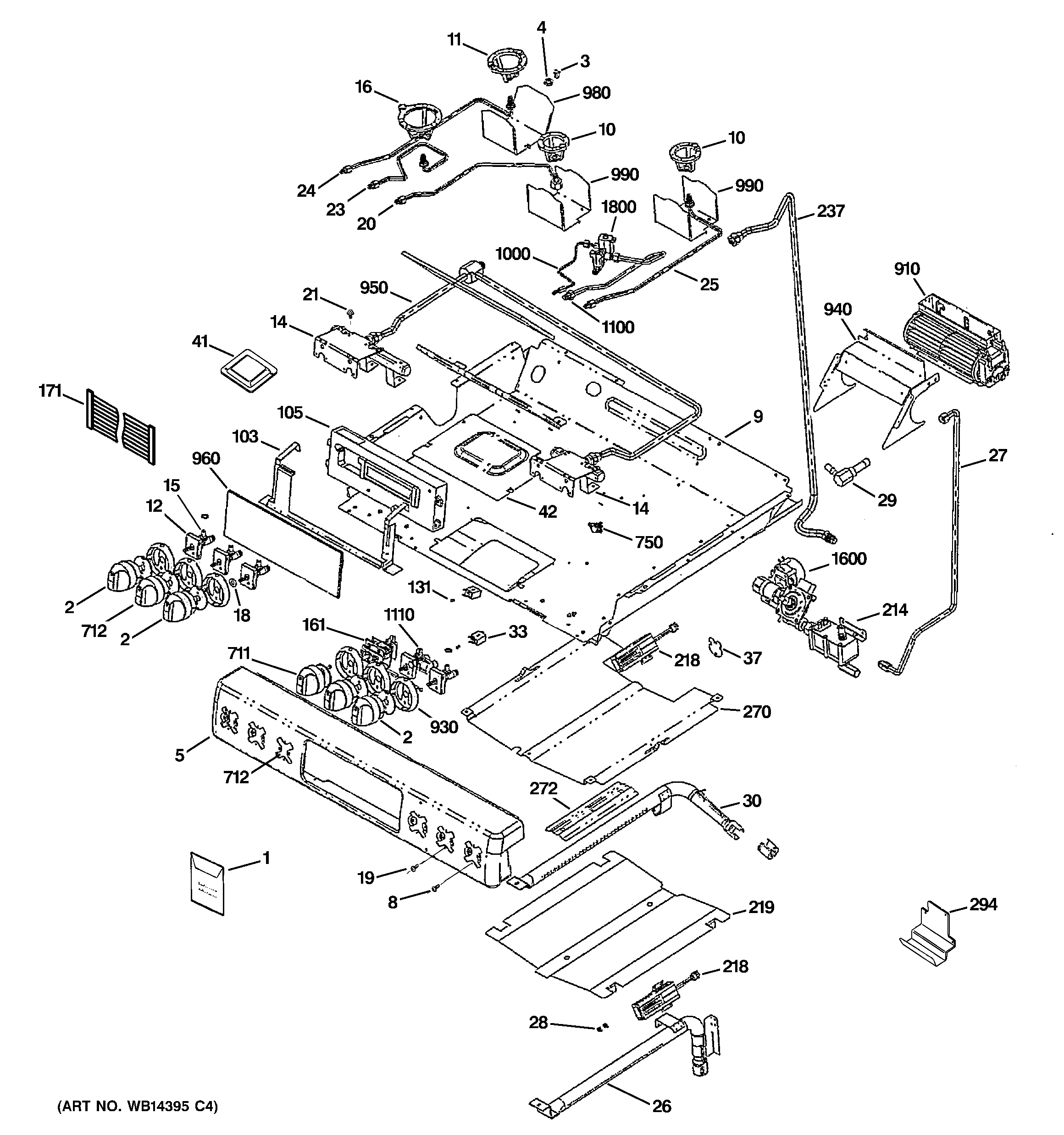 GE CGS980SEM1SS gas & burner parts diagram