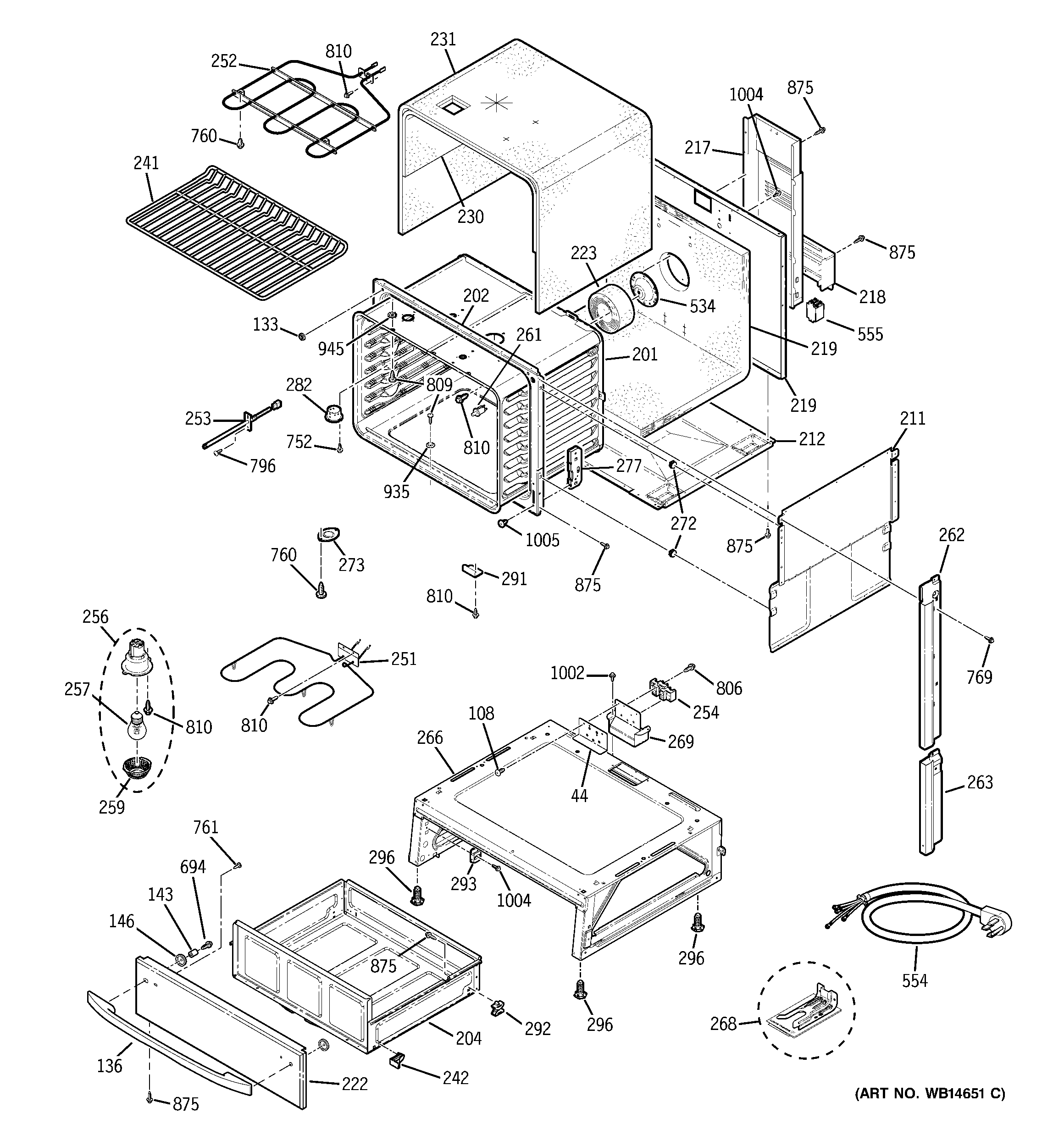 GE JCS905BK4BB body parts diagram