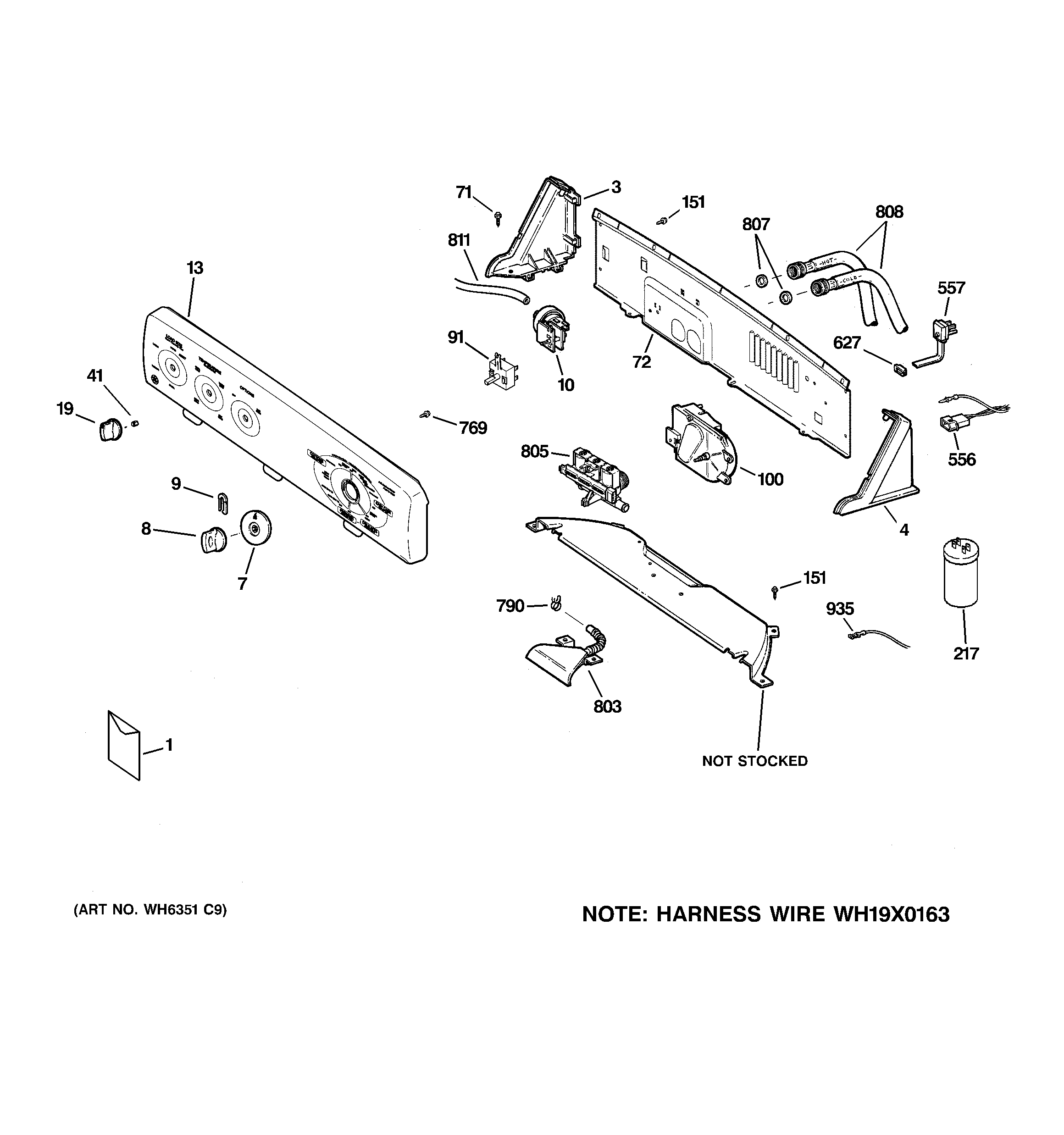GE GJSR2080H2WW controls & backsplash diagram