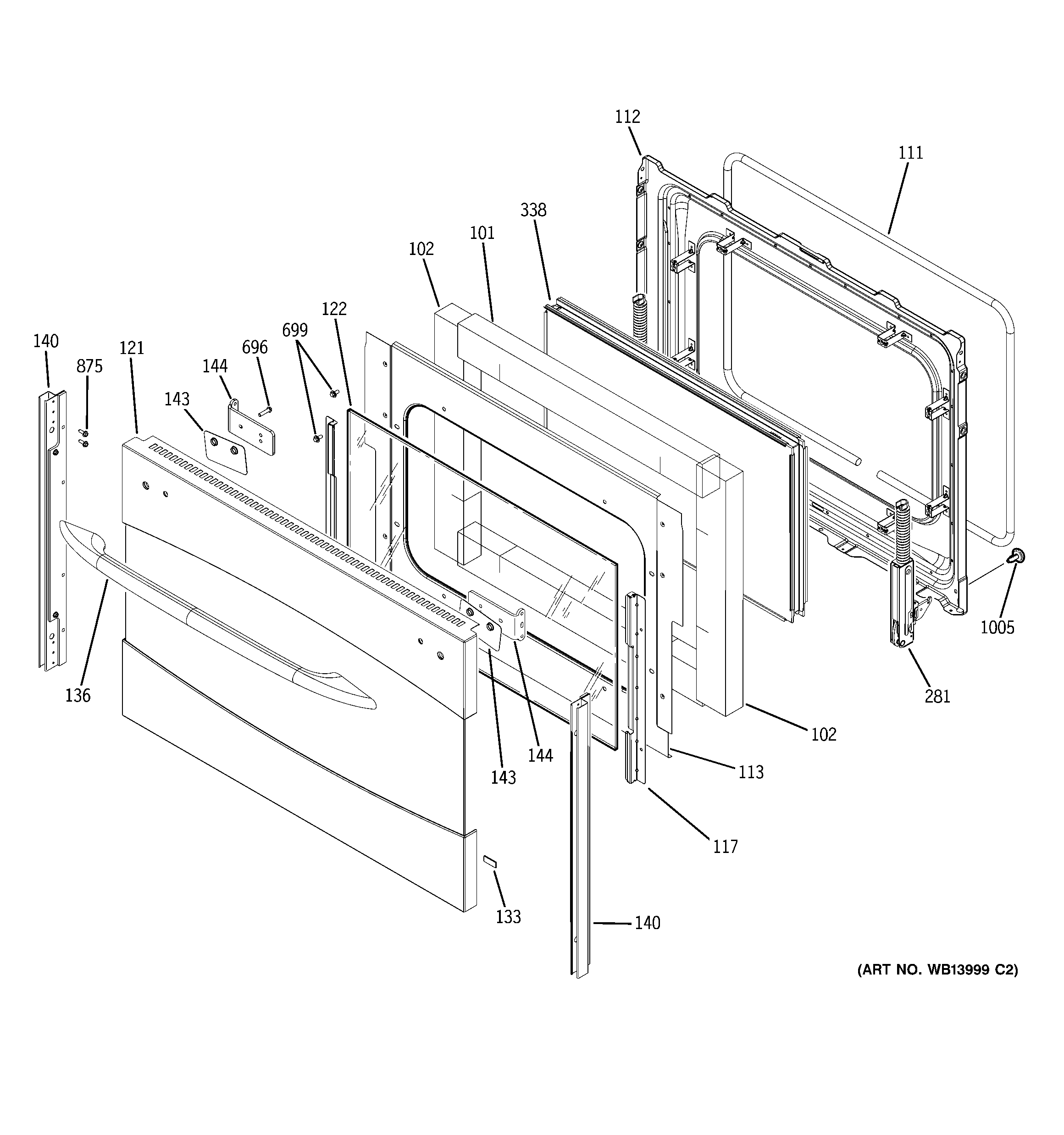 GE PB970SM1SS lower door diagram