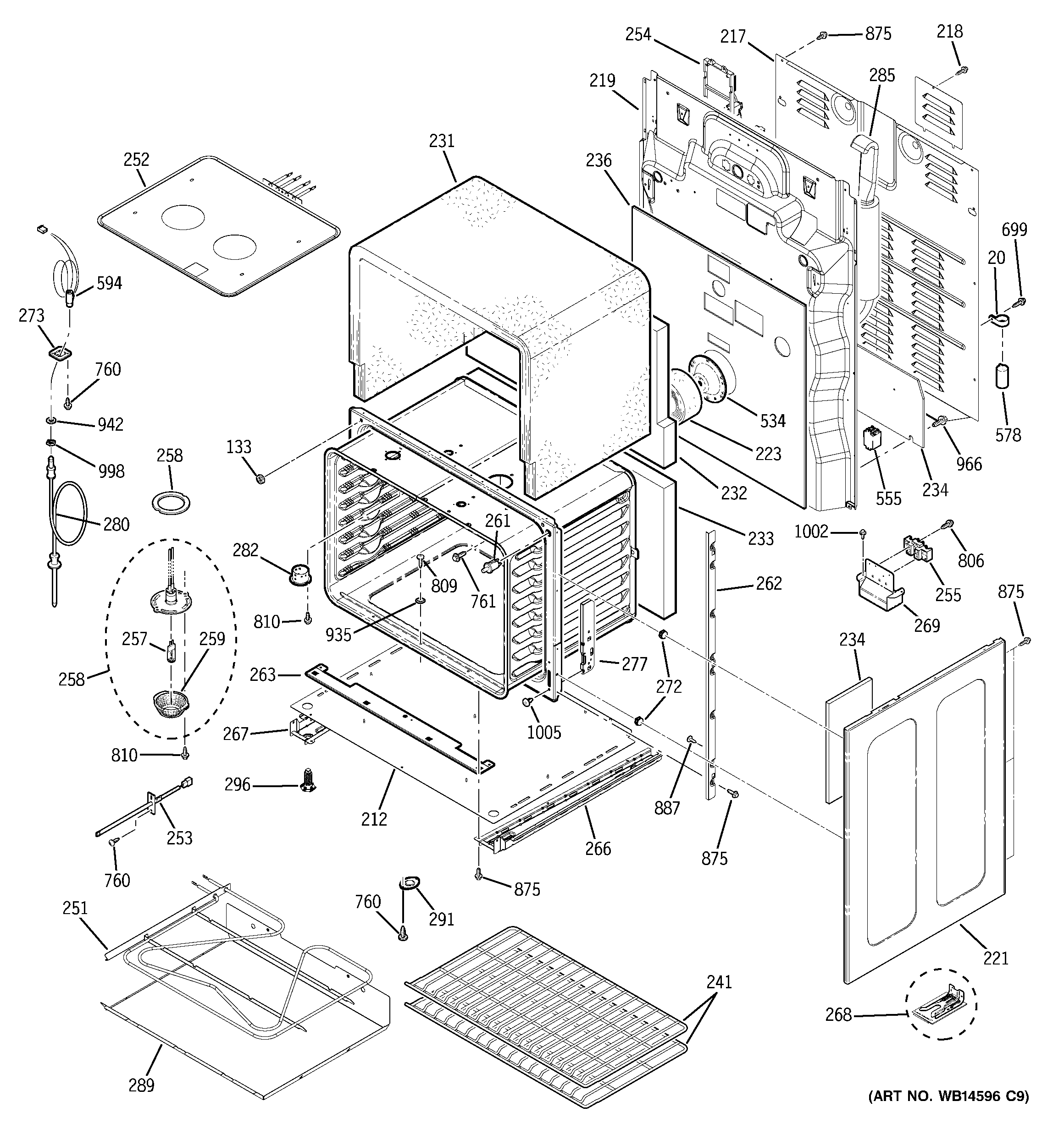 GE PB975KM1CC lower oven diagram