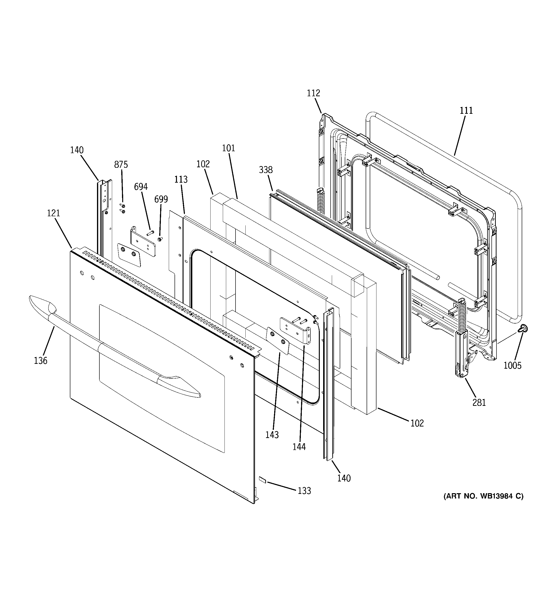GE PB975KM2CC lower door diagram