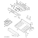 GE JGBP26DEM4CC control panel & cooktop diagram