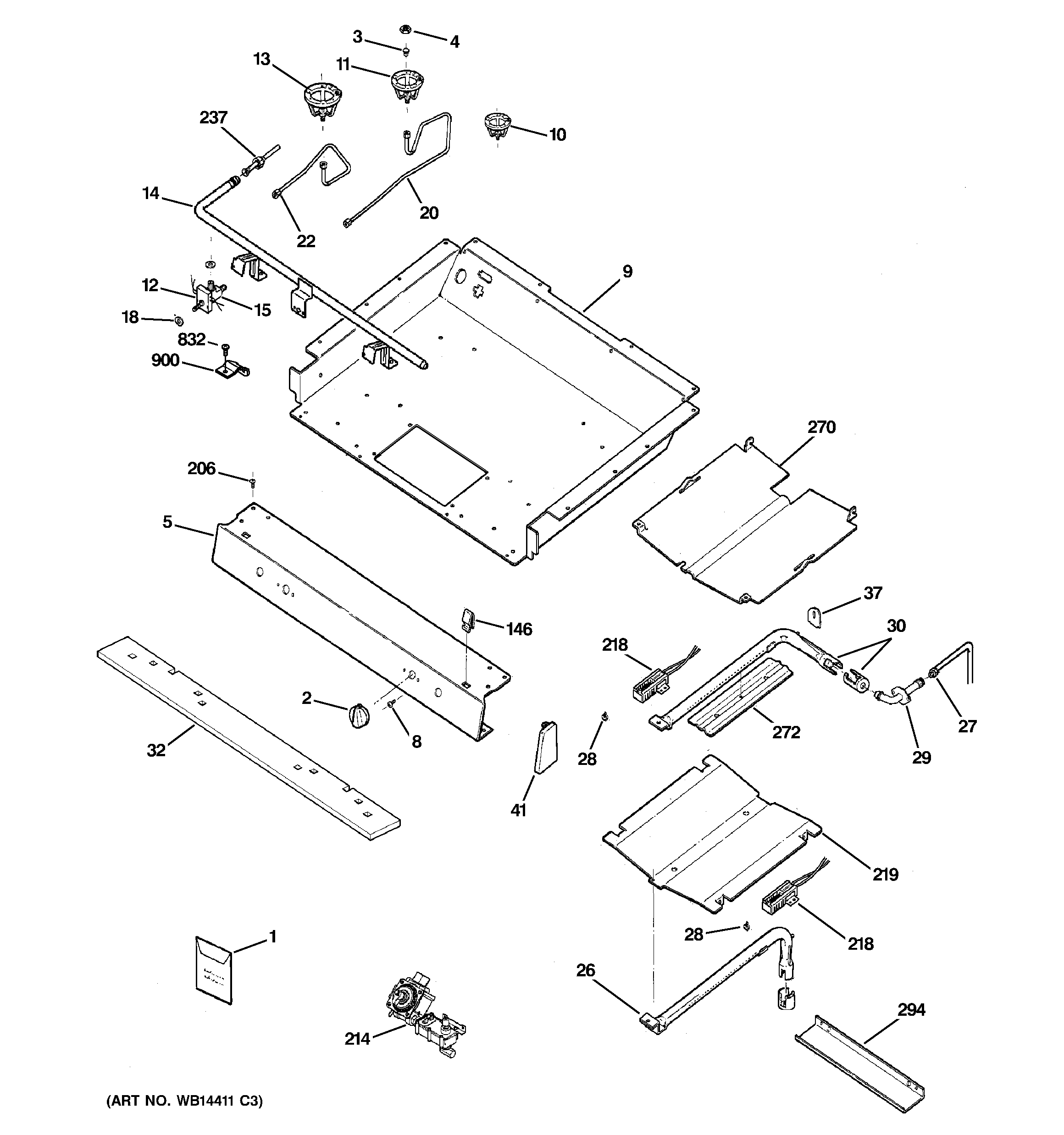 GE JGBP90MEHBBC gas & burner parts diagram
