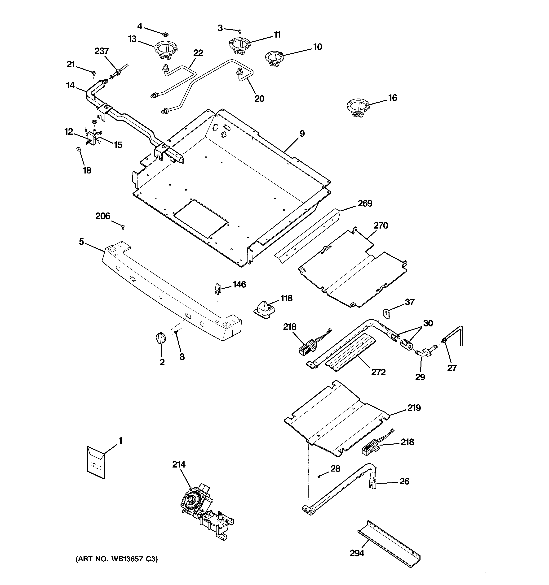 GE PGB900DEM3WW gas & burner parts diagram
