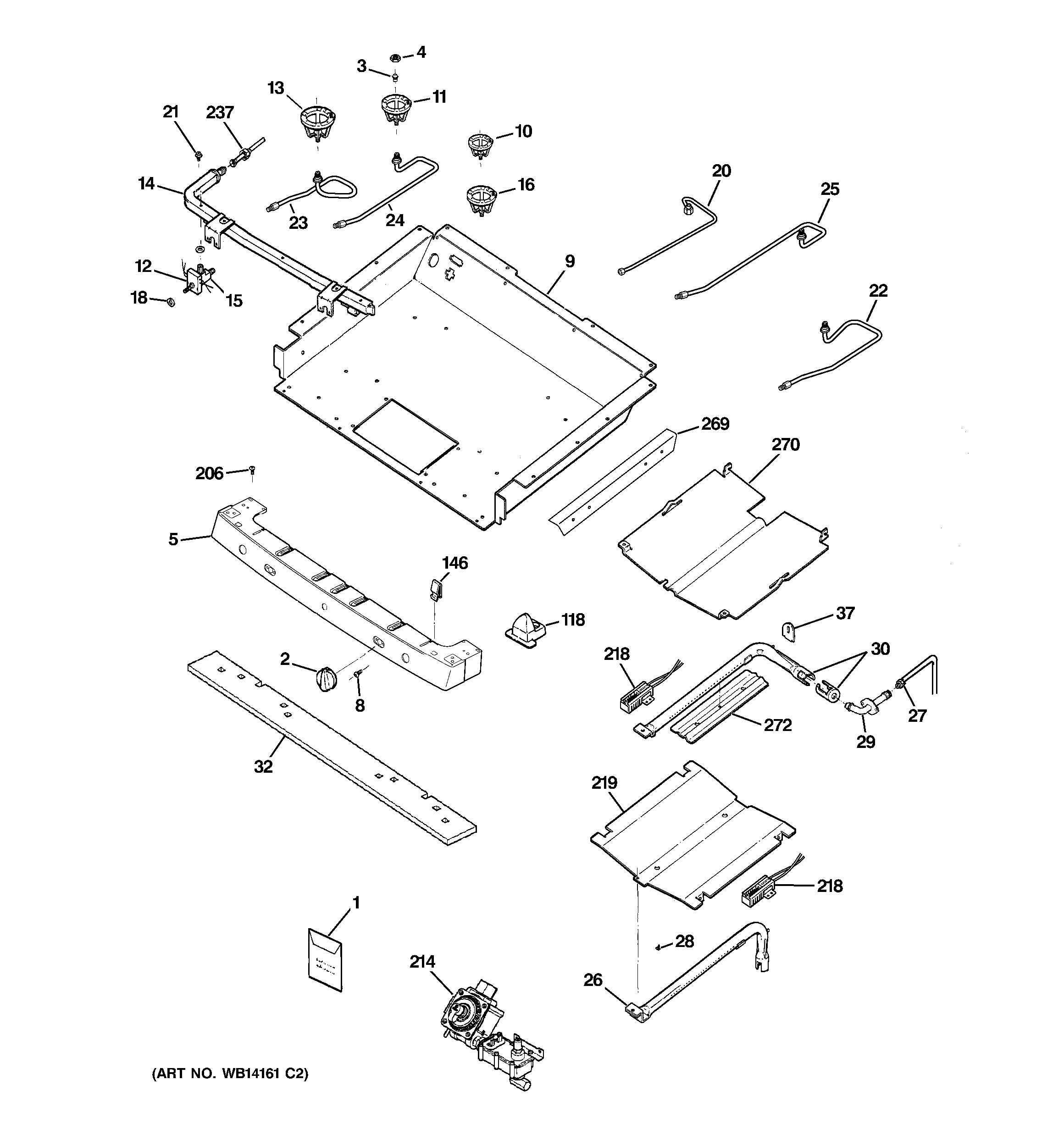 GE PGB910SEM2SS gas & burner parts diagram