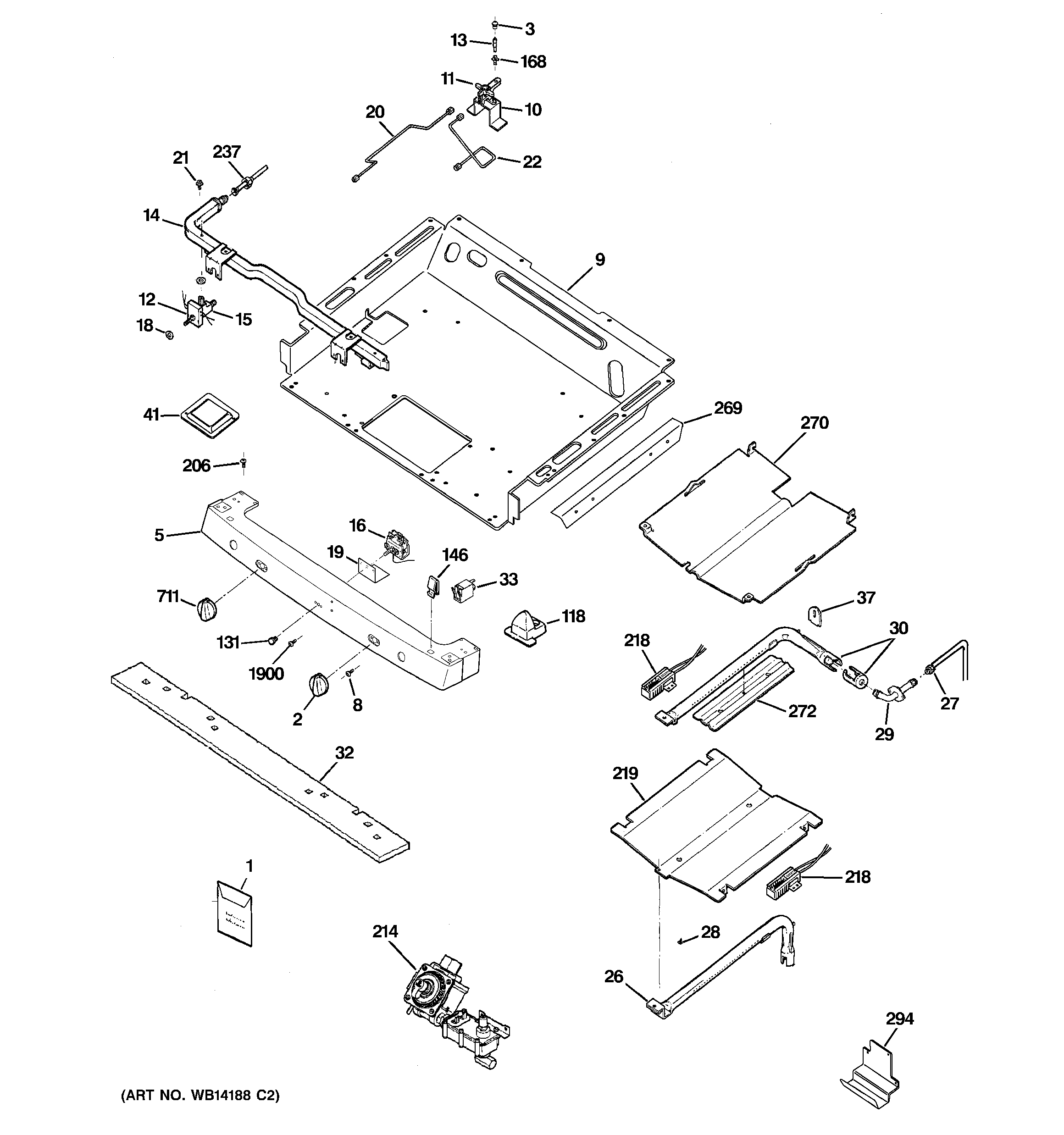 GE PGB928TEM2WW gas & burner parts diagram