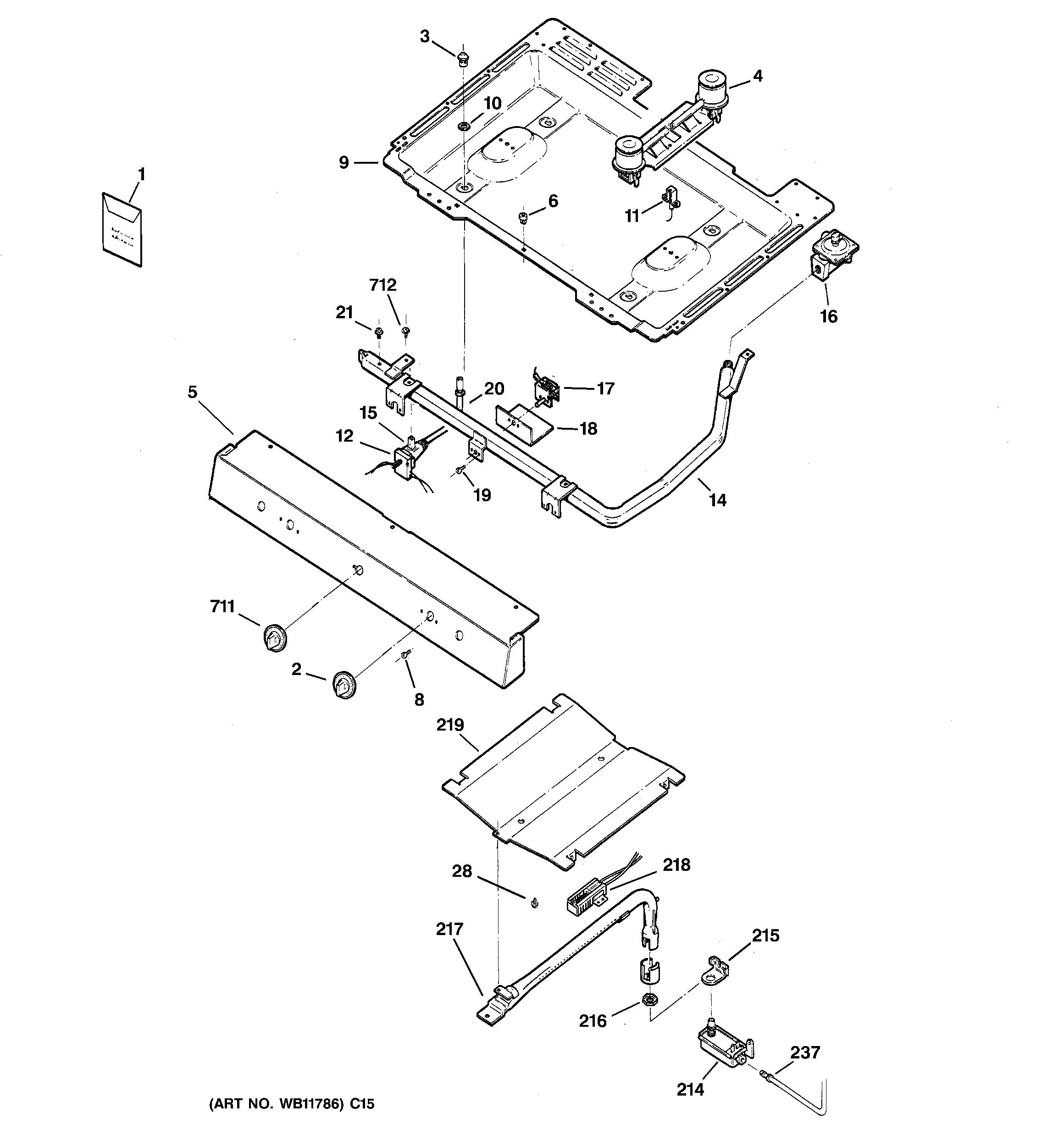 Hotpoint RGB524PEH6CT gas & burner parts diagram