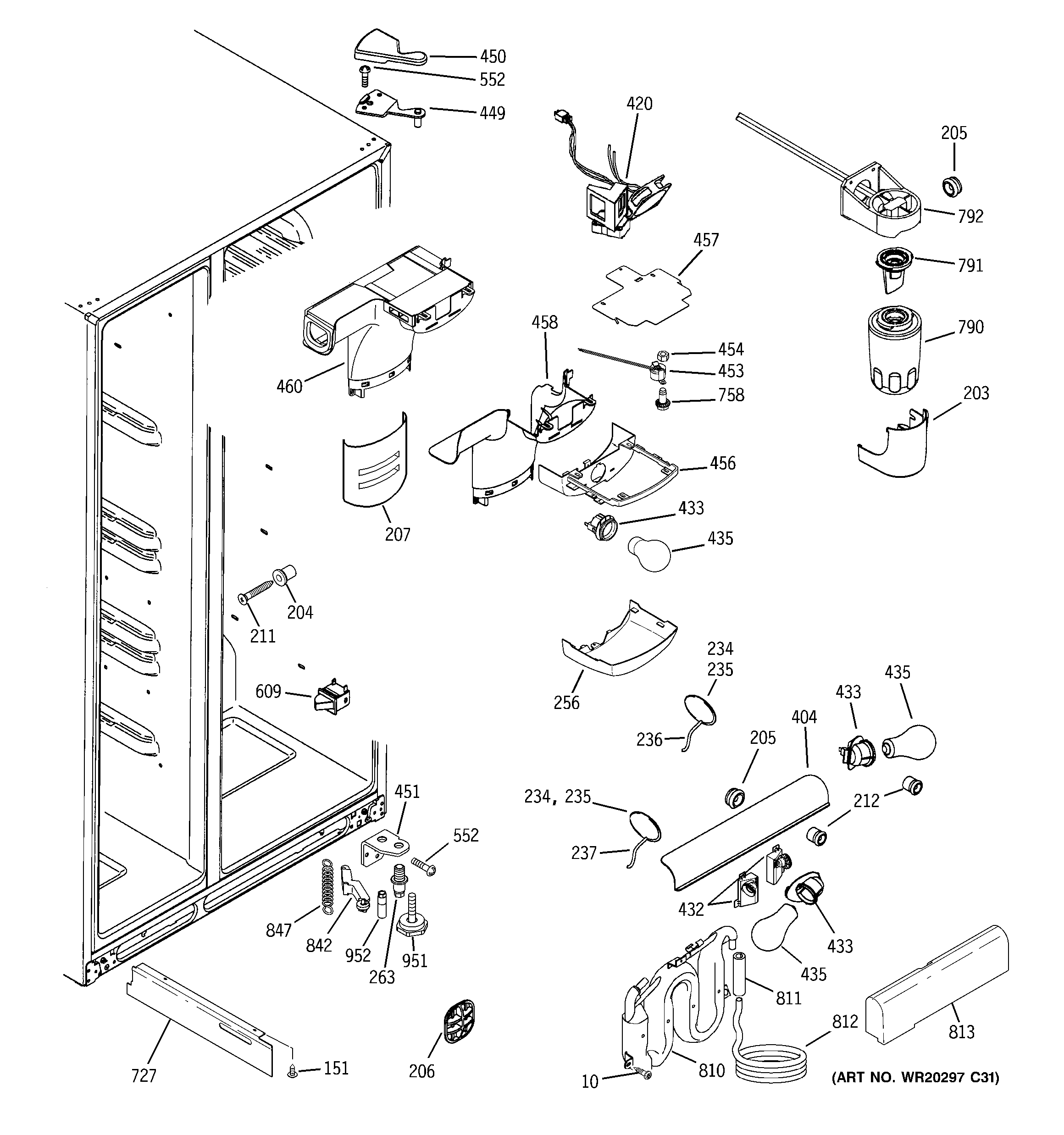 GE GCE23LHWGFSS fresh food section diagram