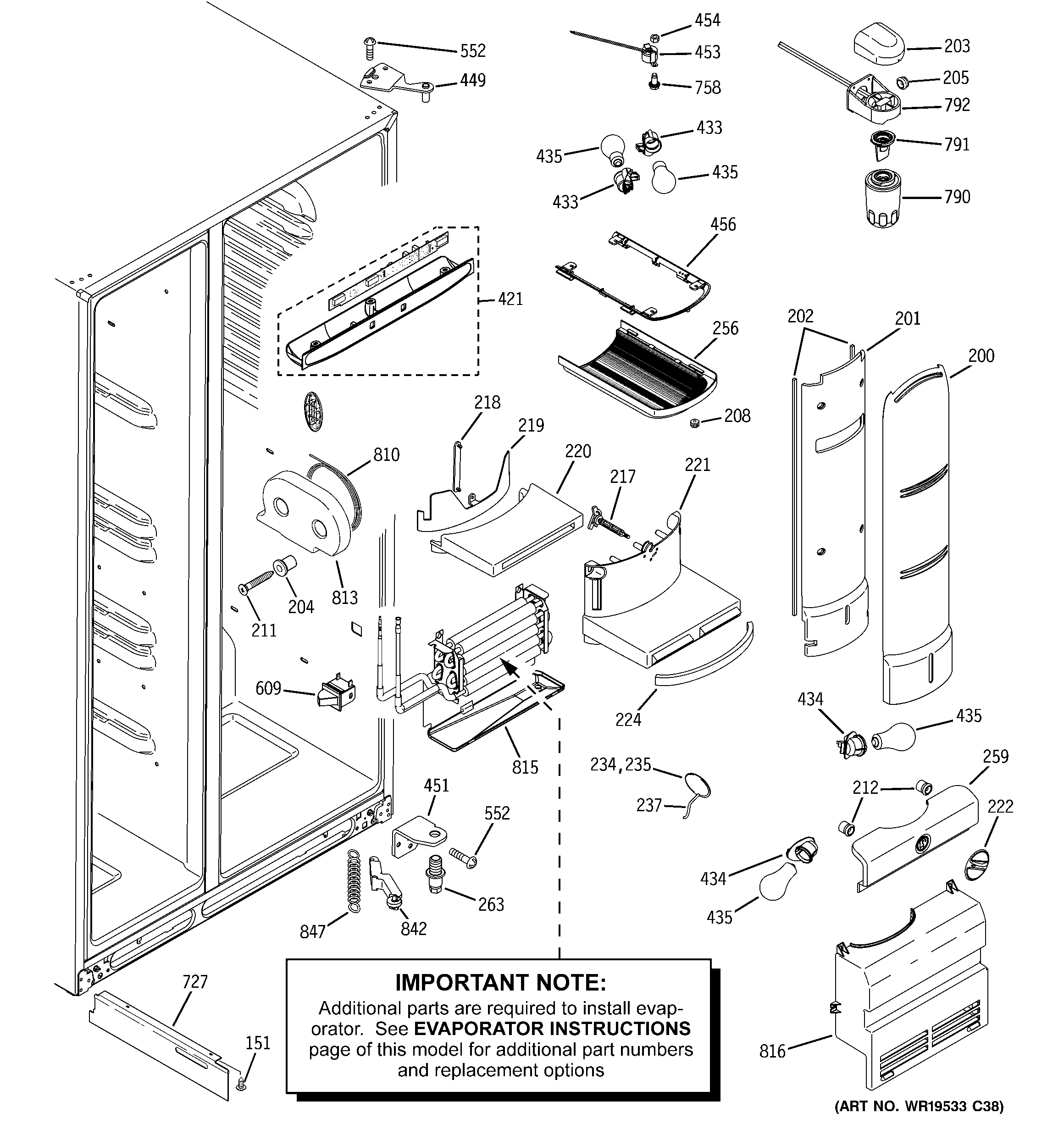 GE PSH23PGTBBV fresh food section diagram