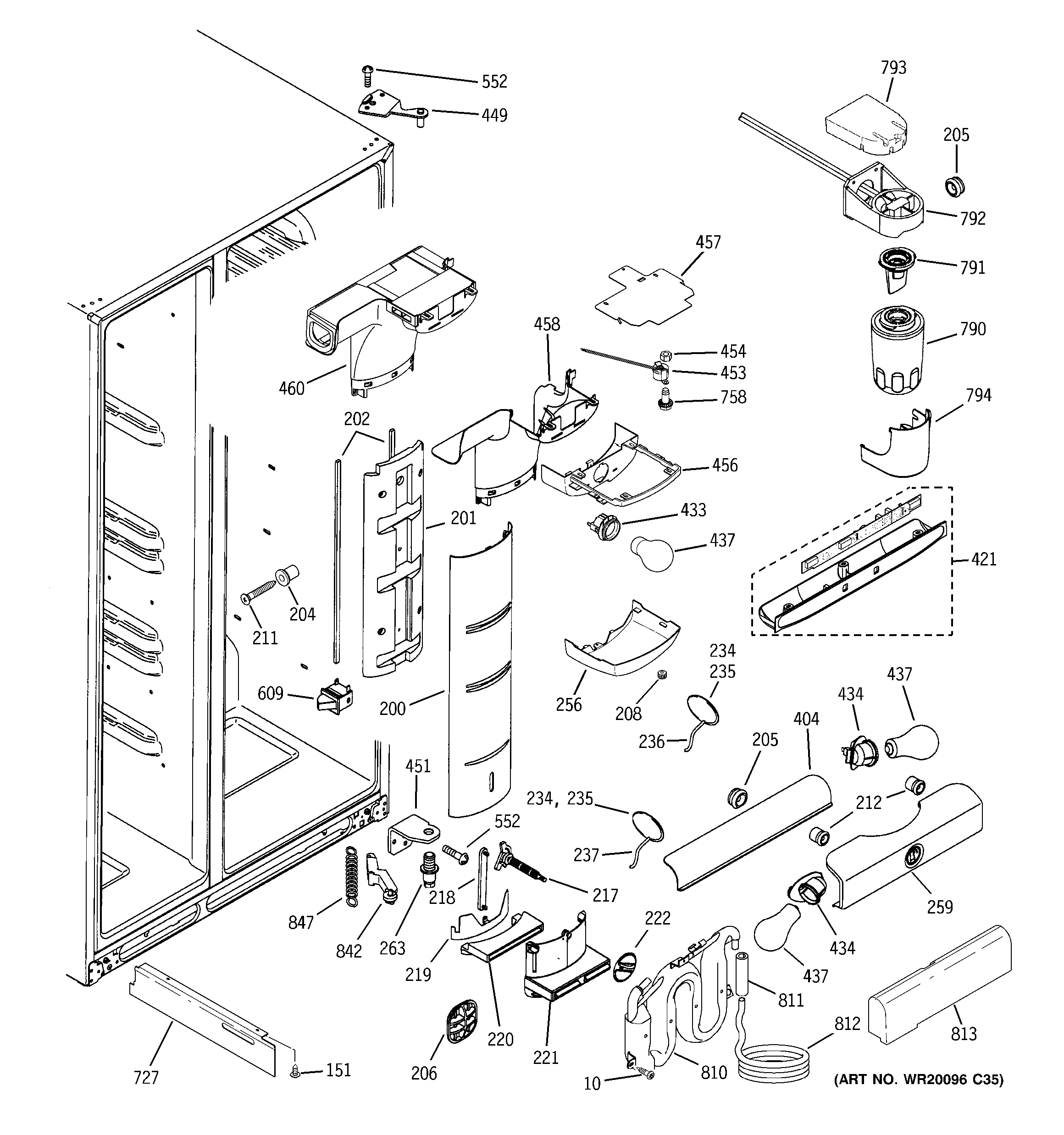 GE PSS26NSWASS fresh food section diagram