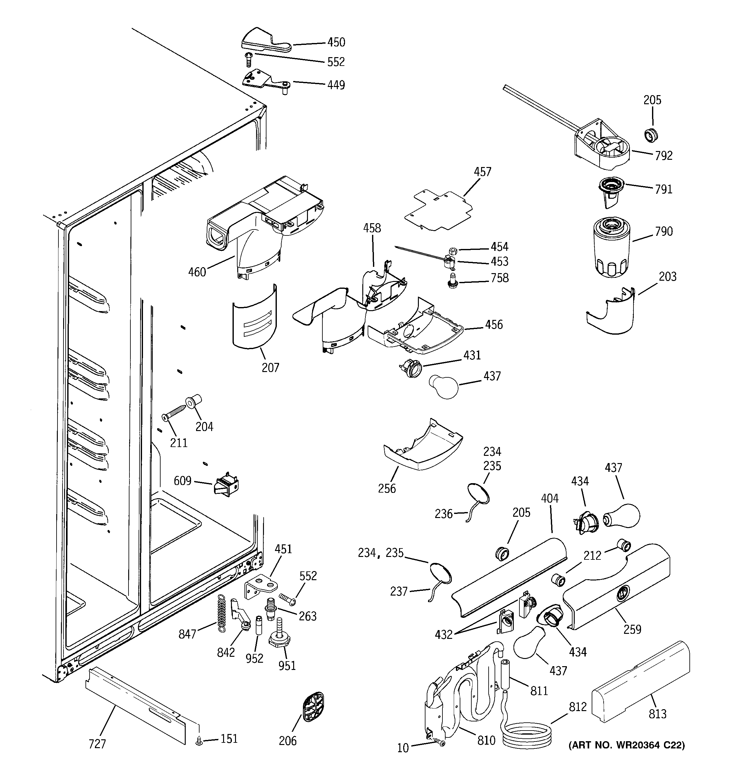 GE ESS25KSTISS fresh food section diagram