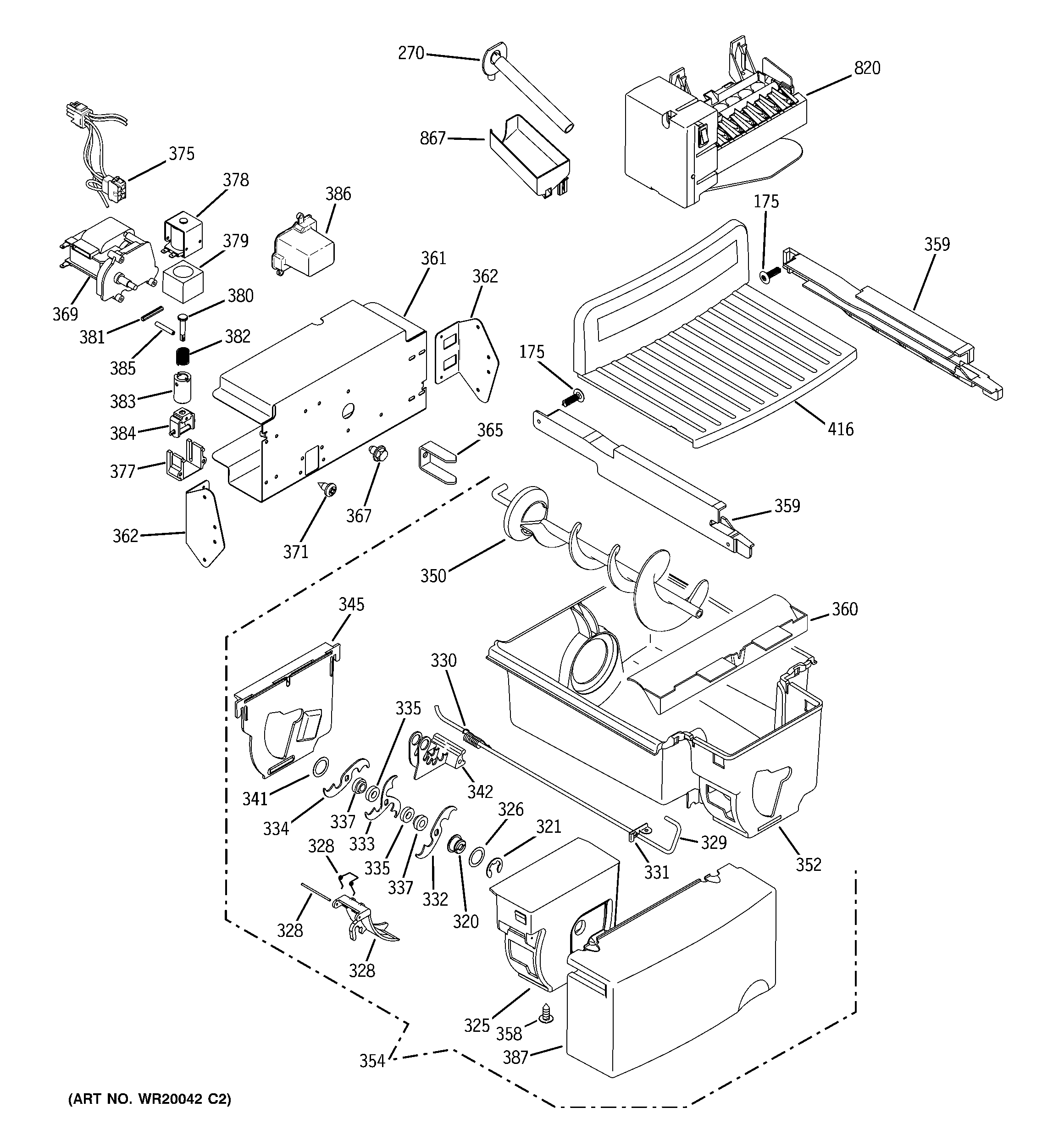 GE GCE21LGWHFBB ice maker & dispenser diagram