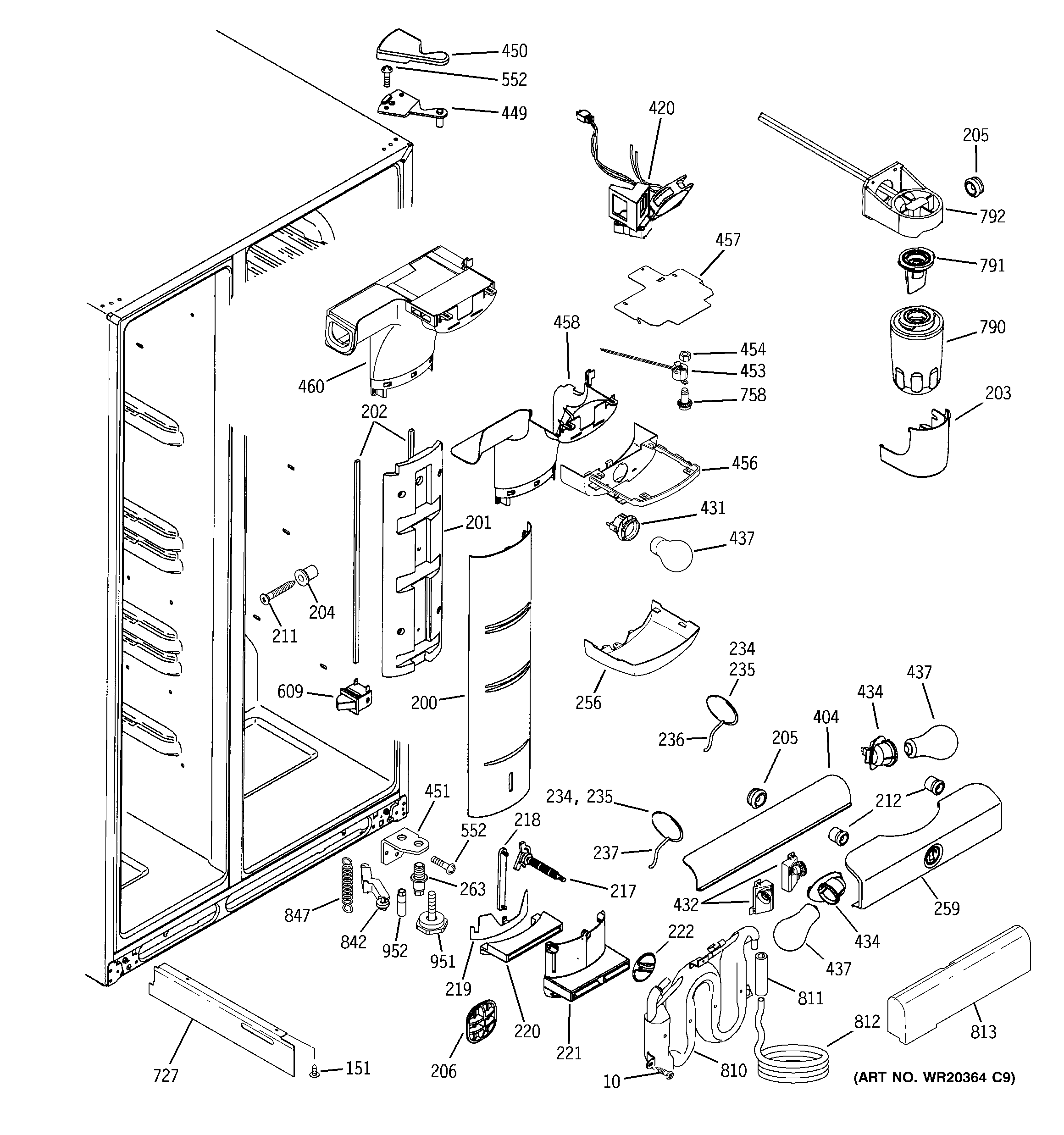 GE GCE21MGTIFBB fresh food section diagram