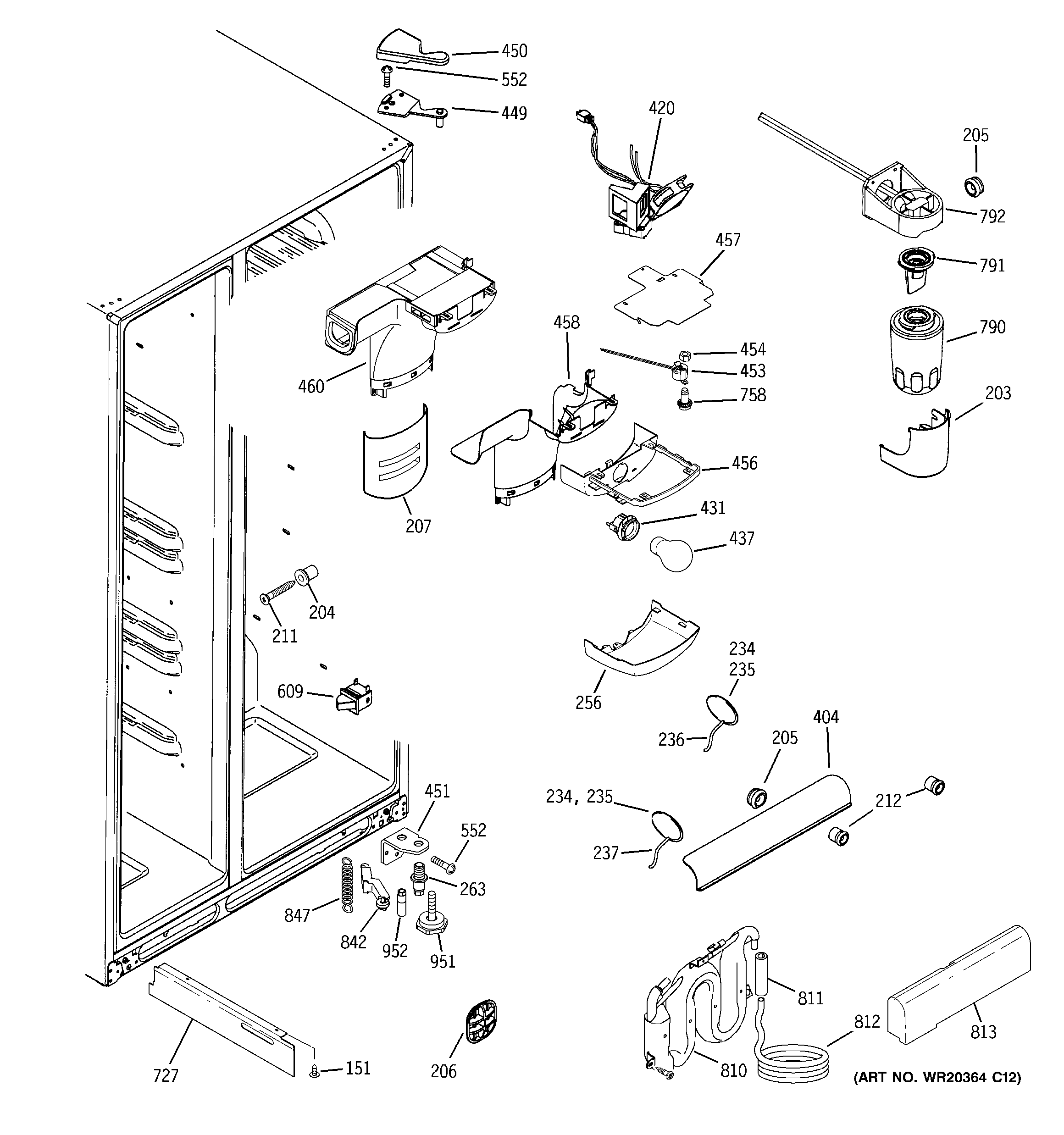 GE GCE23LGTIFAV fresh food section diagram
