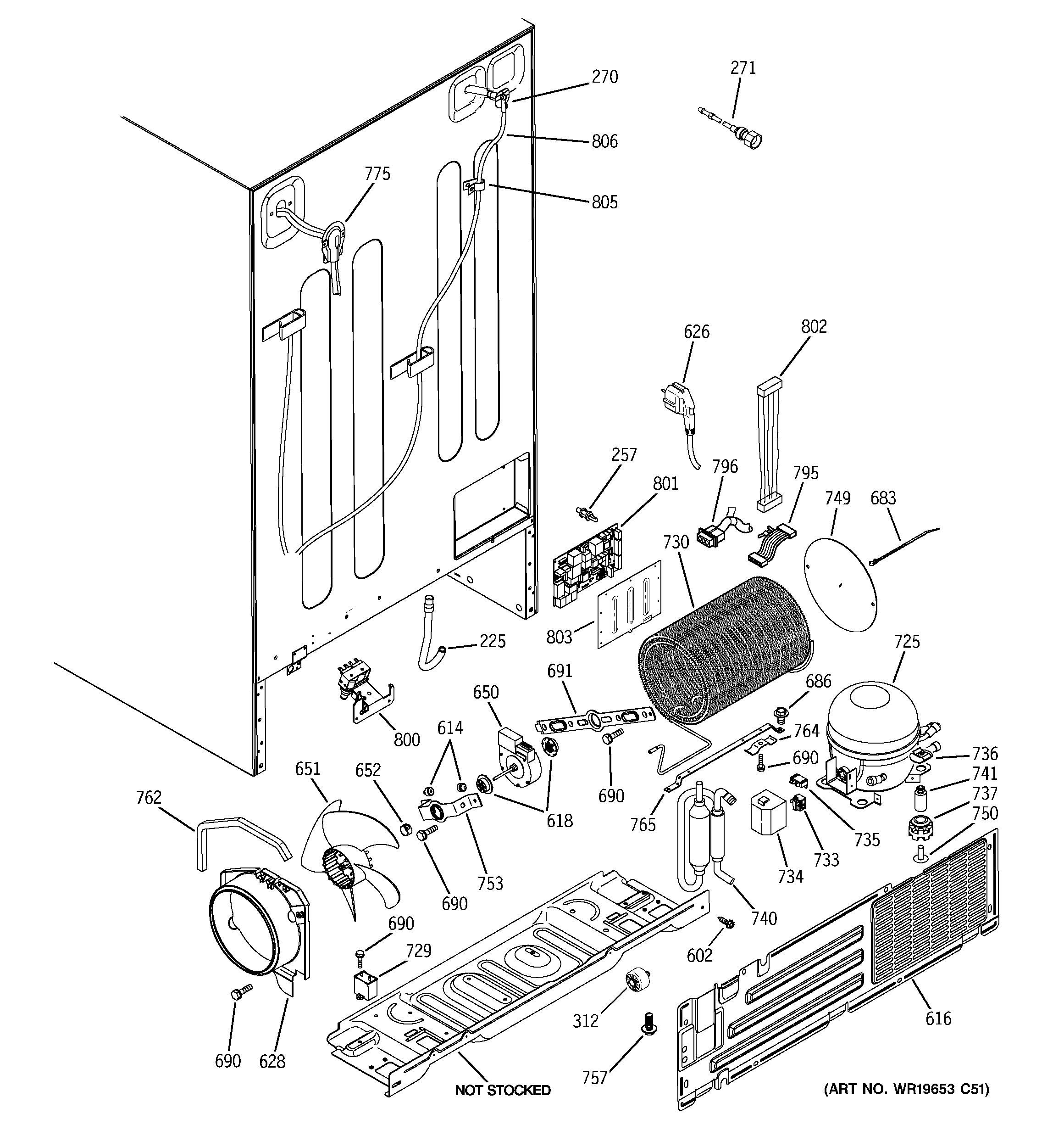 GE GSE25MGTICBB sealed system & mother board diagram