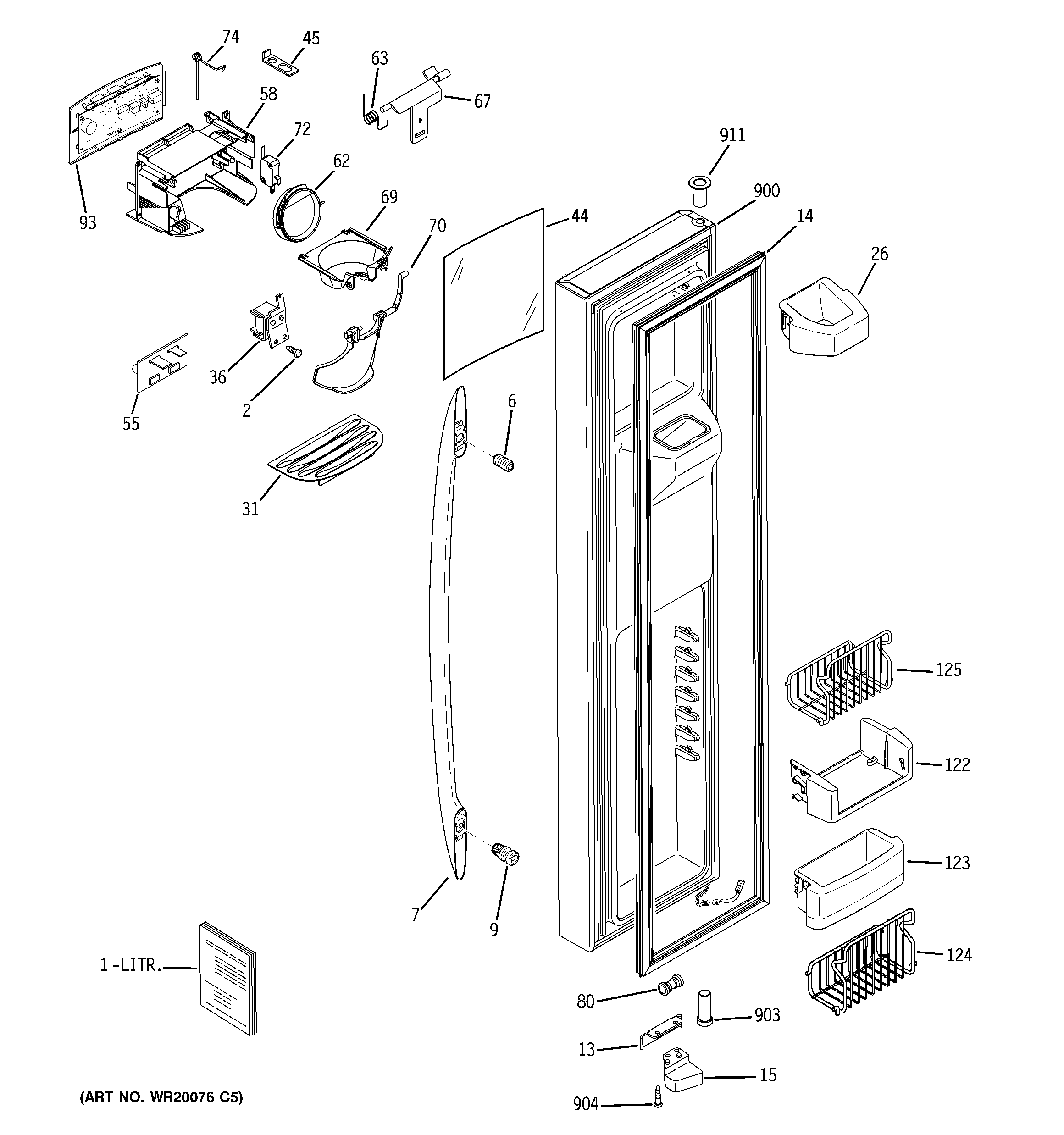 GE PSHS6YGXCDSS freezer door diagram
