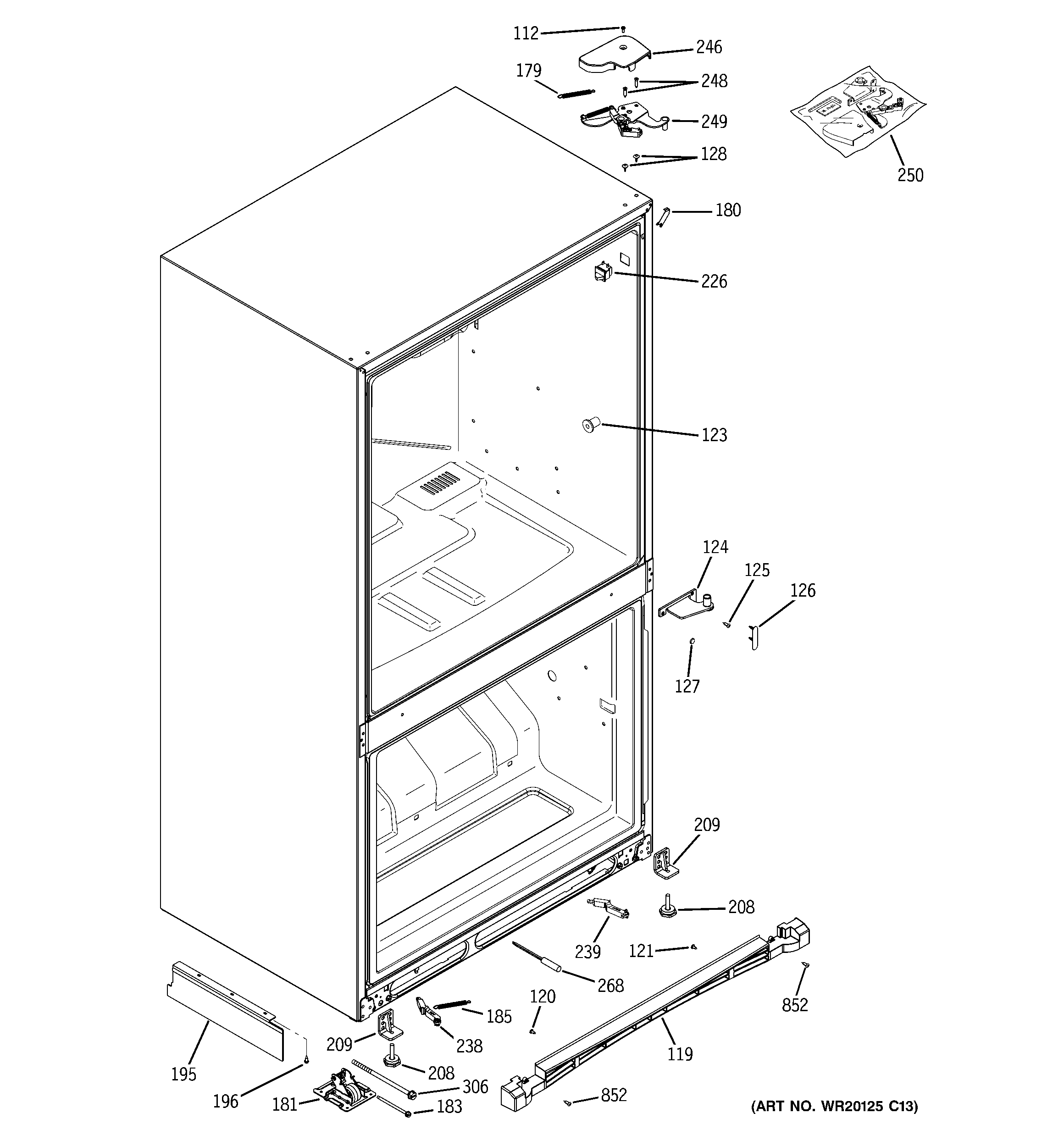 GE PDCE1NBWCDBB case parts diagram