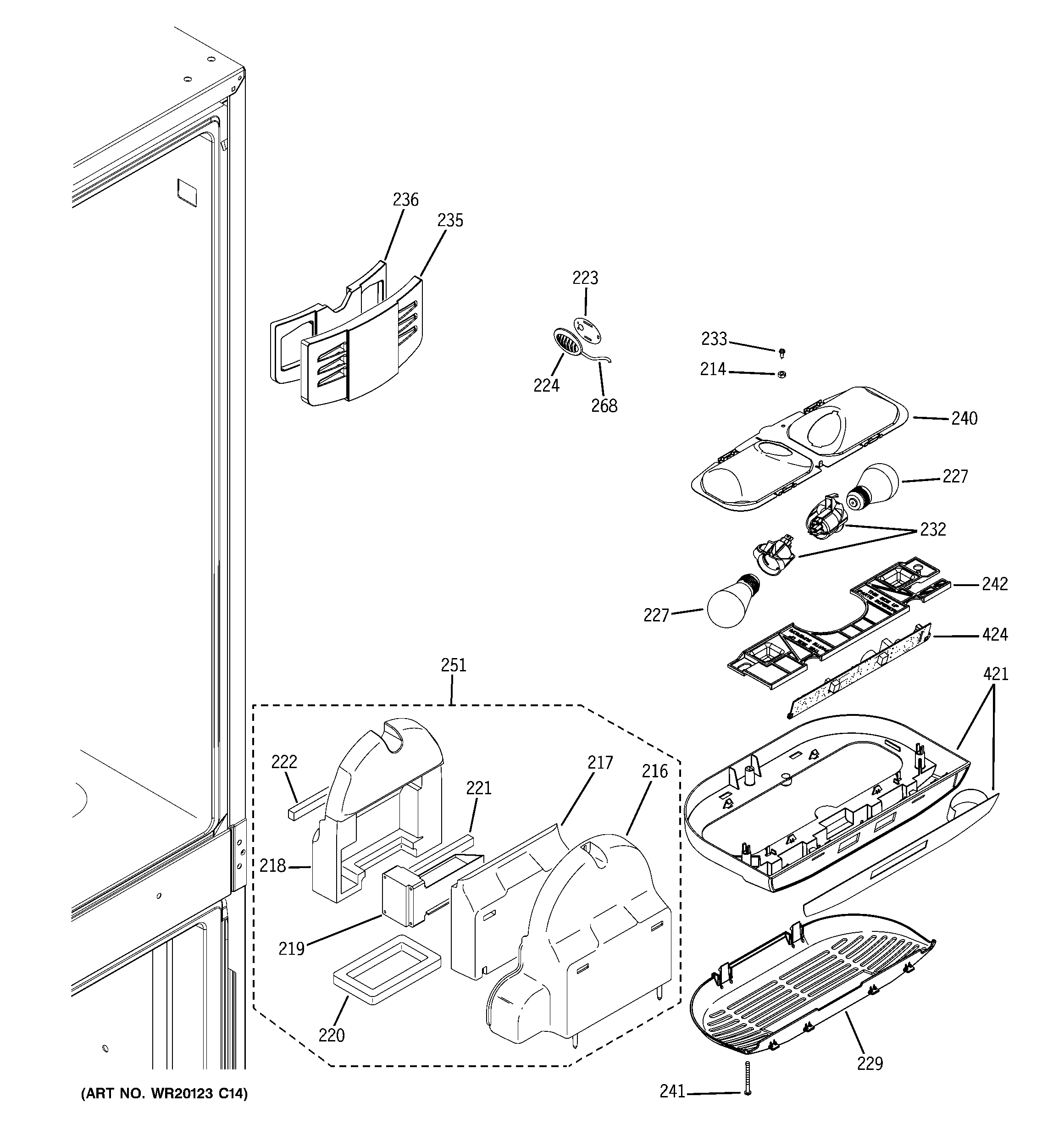 GE PDCF1NBXCWW fresh food section diagram