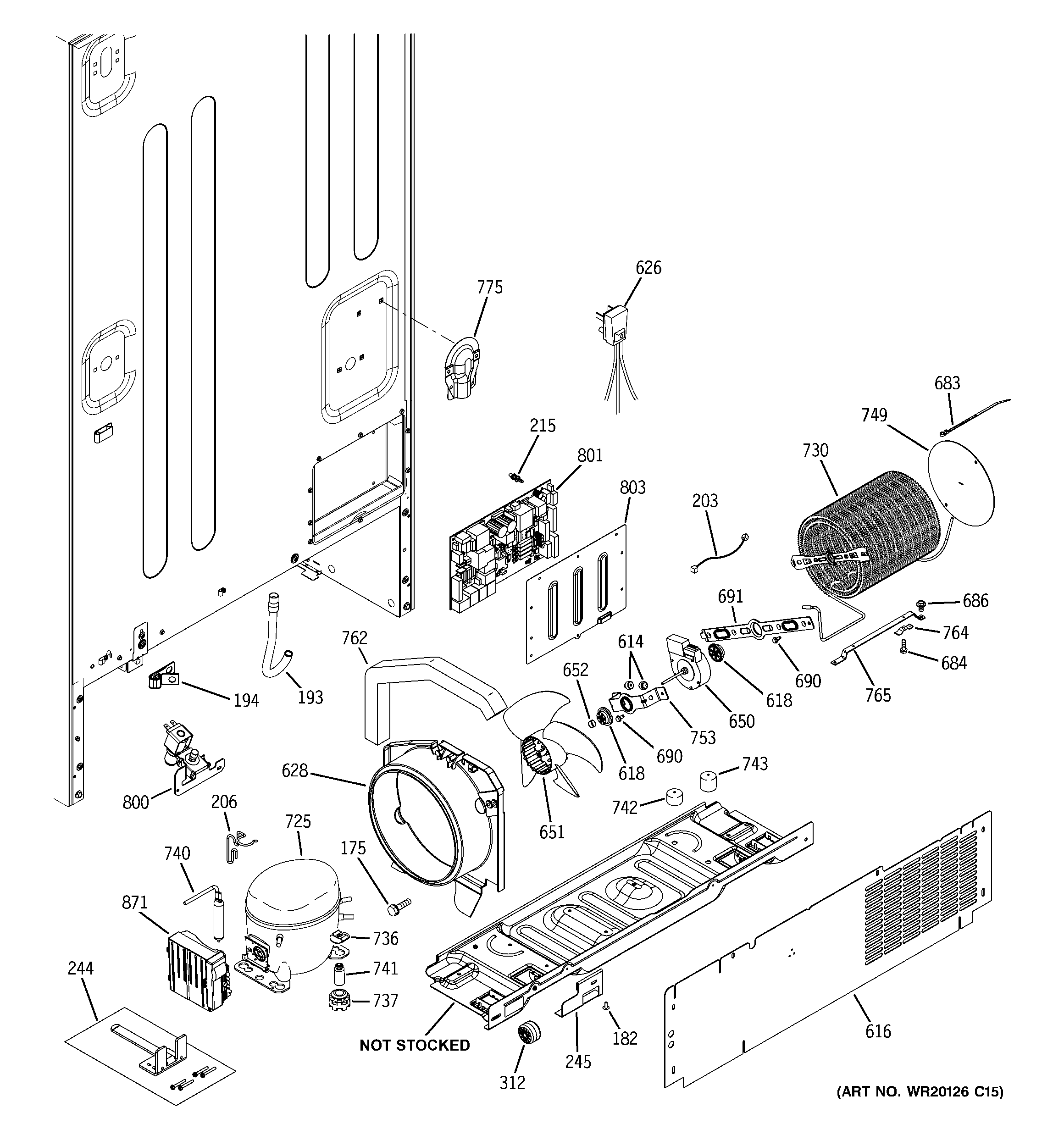 GE PFIC1NFWCBV machine compartment diagram