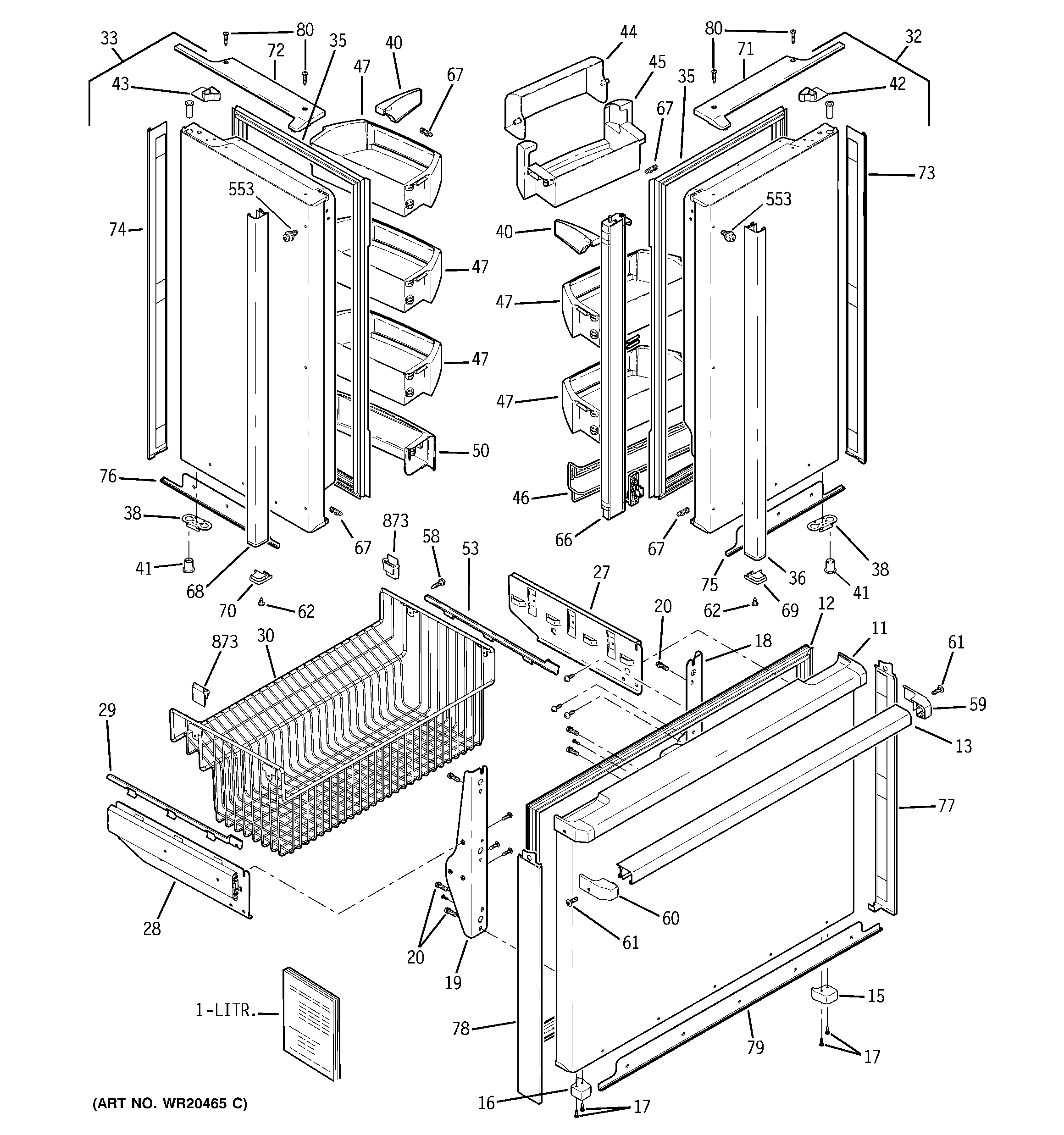 GE PFIE1NFWCABV doors diagram
