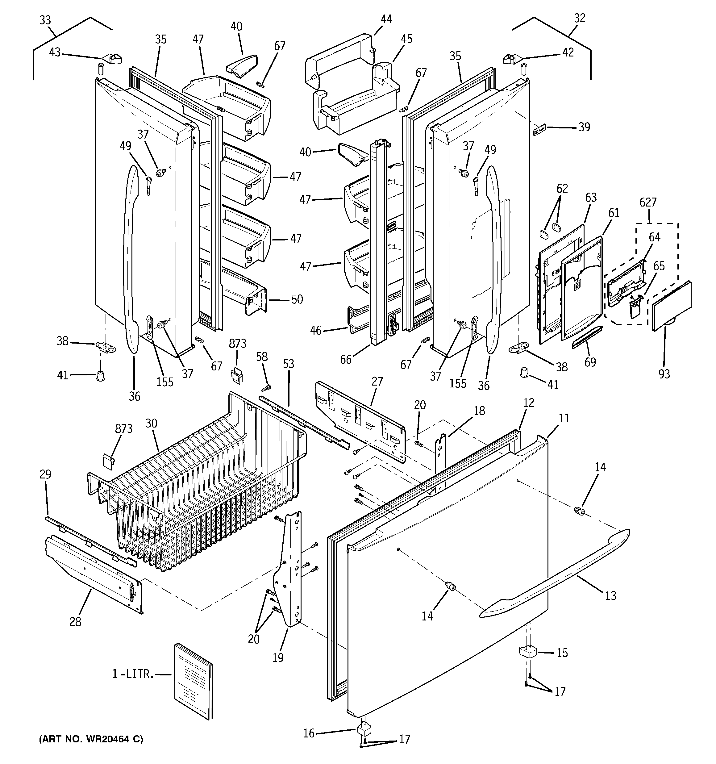 GE PFSF5NJXCBB doors diagram