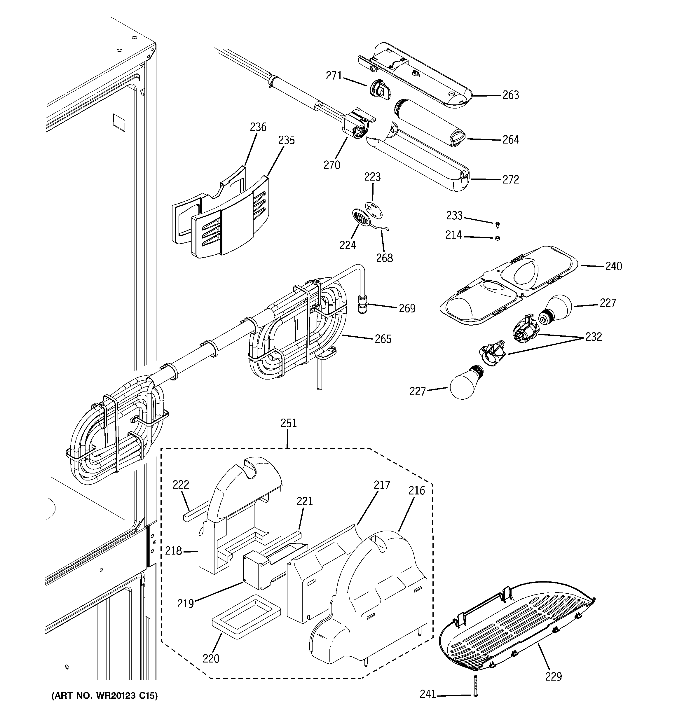GE PFSF5NJXCBB fresh food section diagram