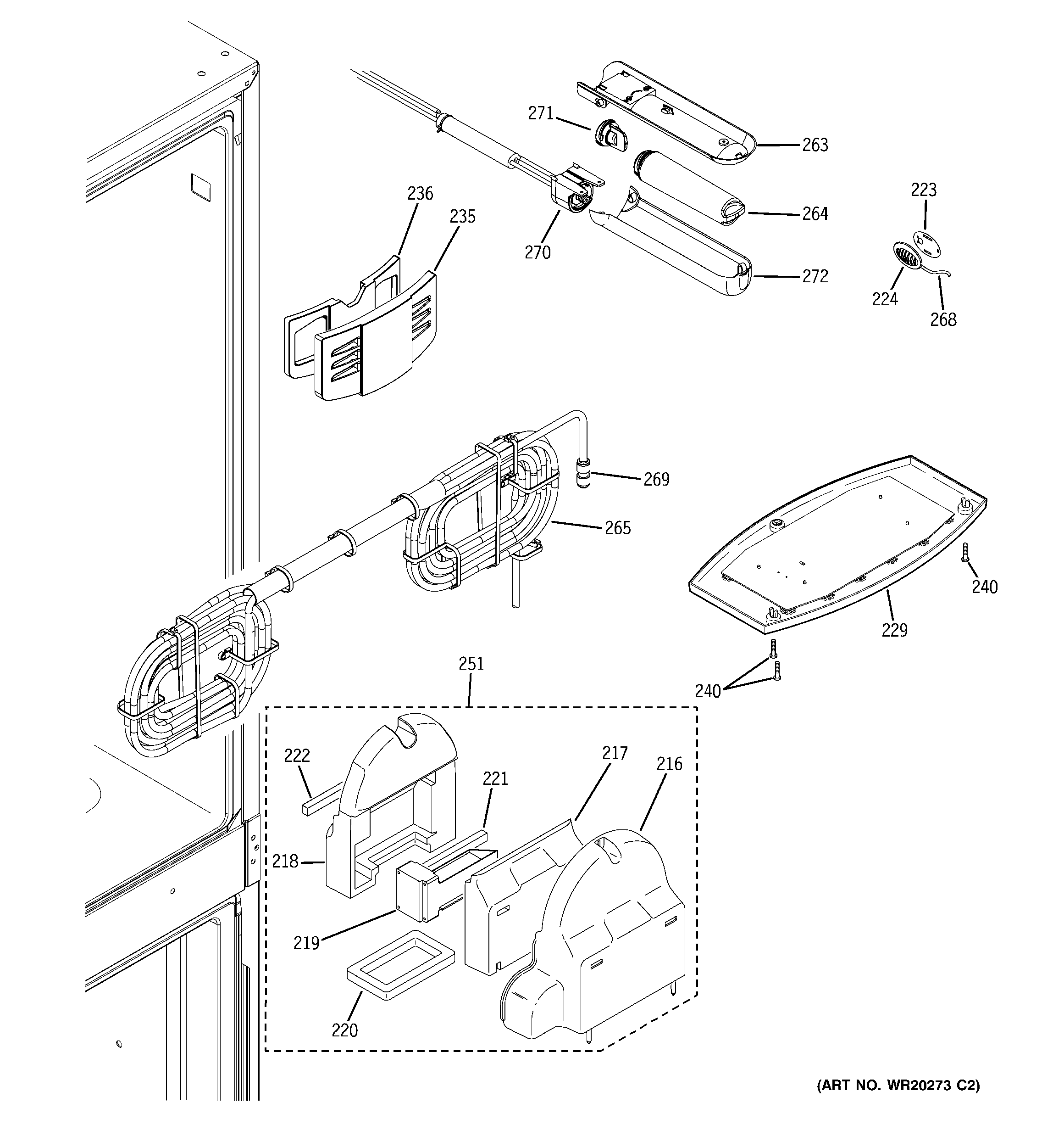 GE PFSF5PJXCBB fresh food section diagram