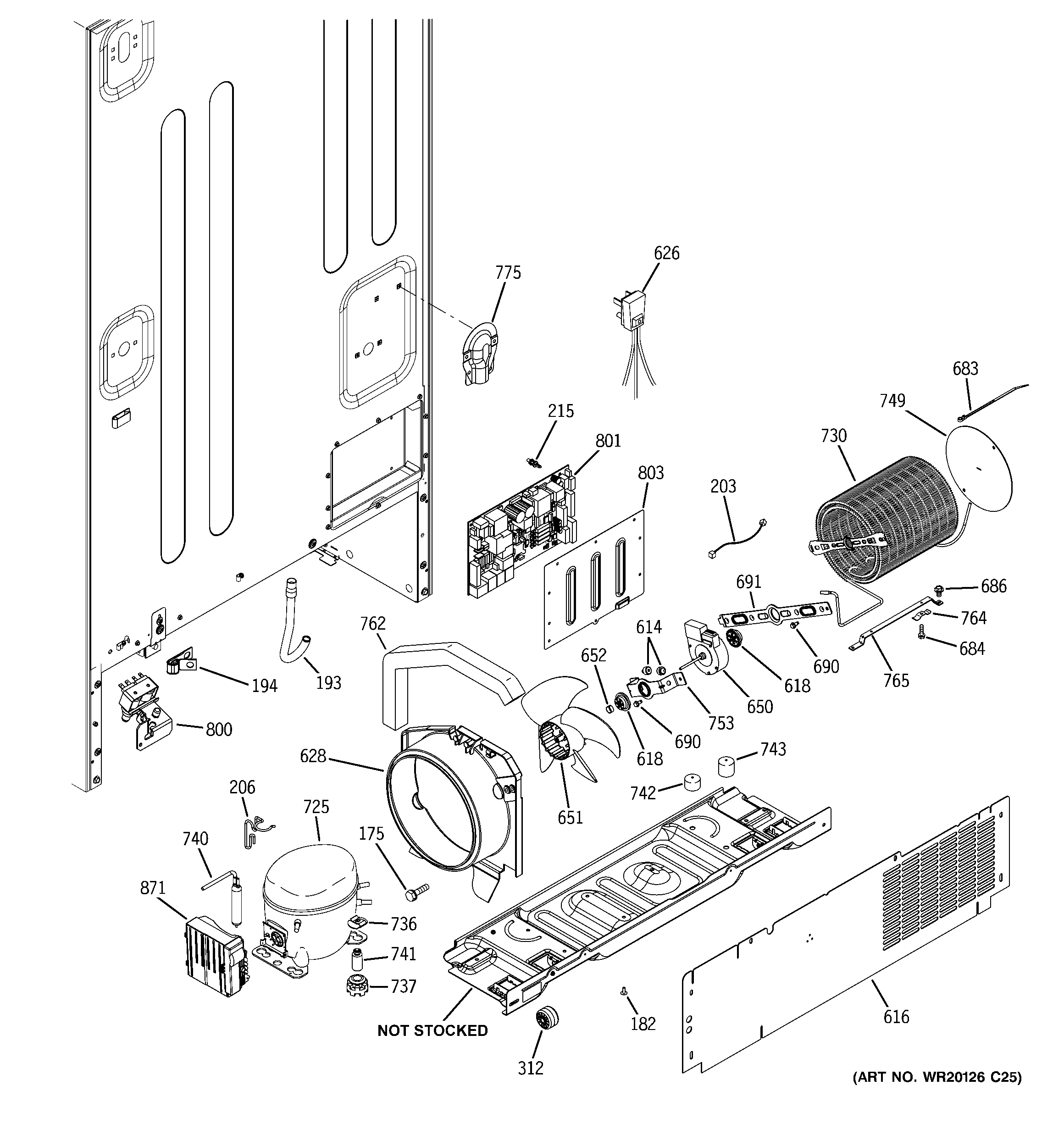 GE PFSS5NFXCSS machine compartment diagram