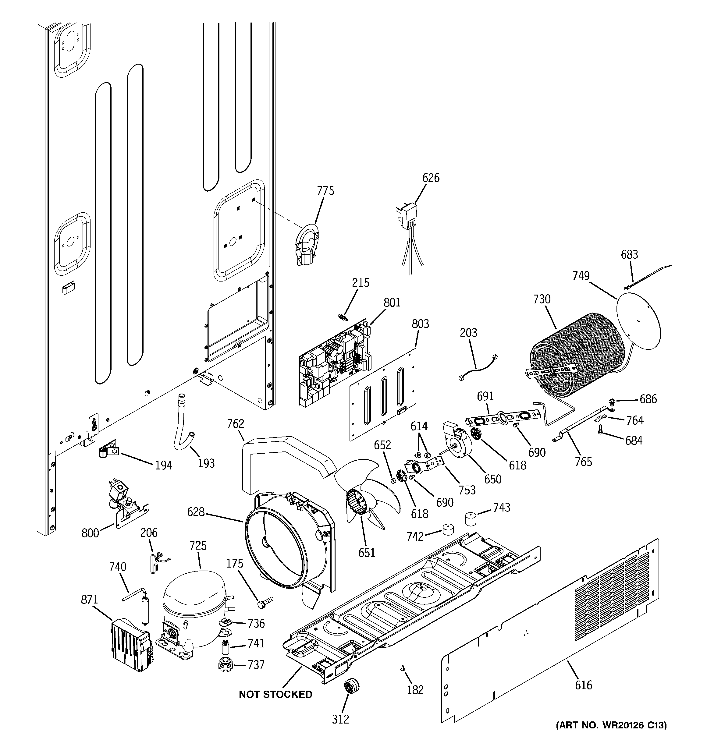 GE PGSS5NFXCSS machine compartment diagram