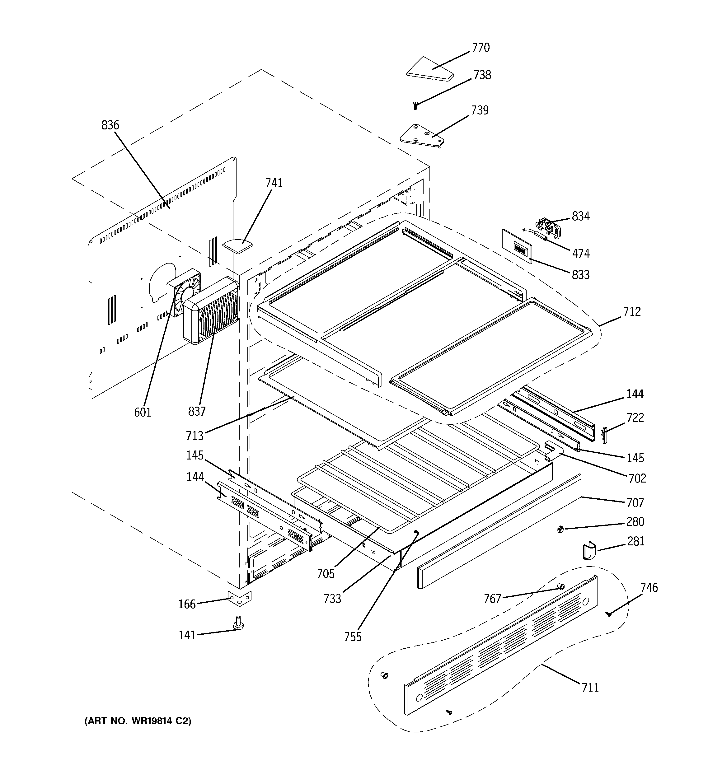 GE ZDBT240PBBS cabinet & shelves diagram