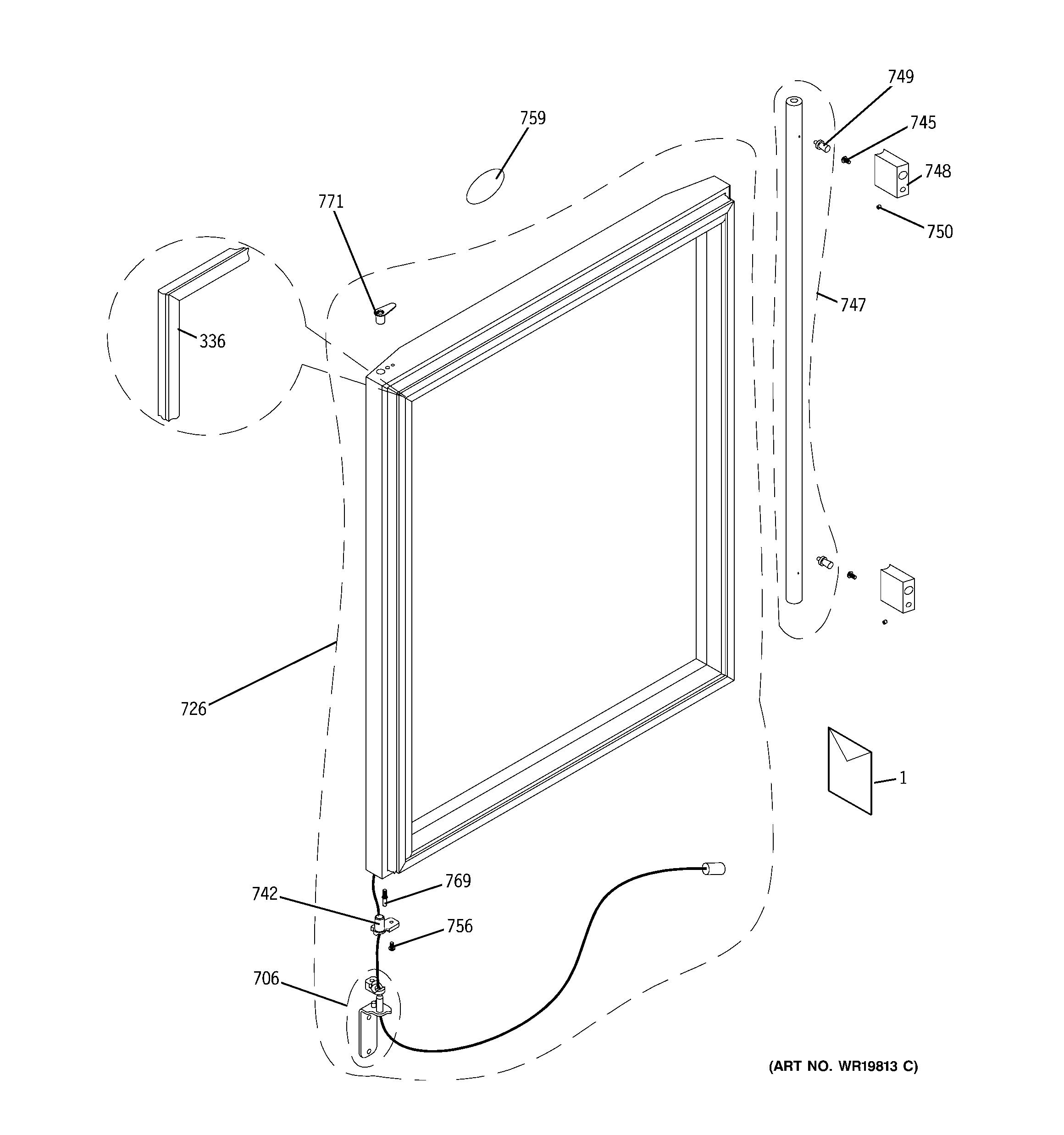 GE ZDWT240PCBS door diagram