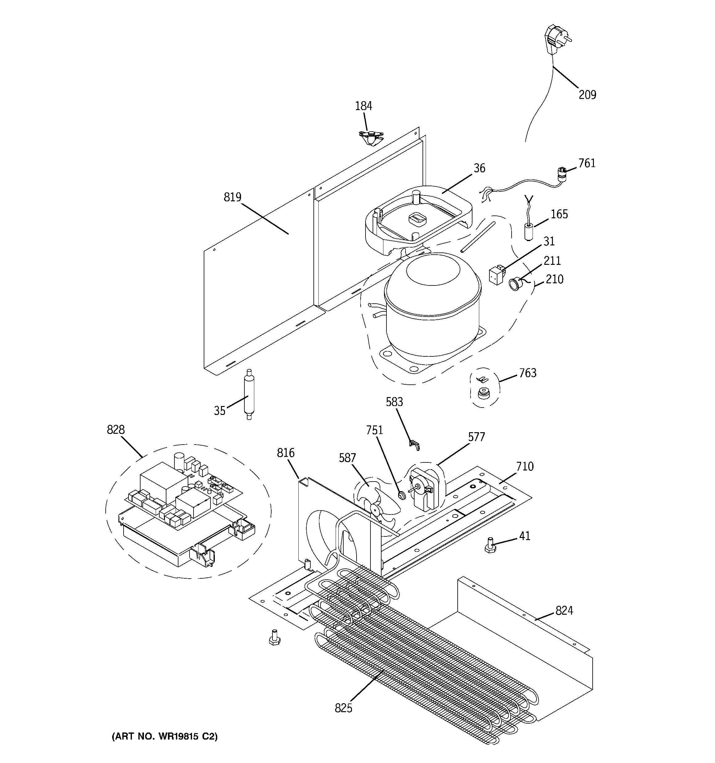 GE ZDWT240PCBS unit parts diagram