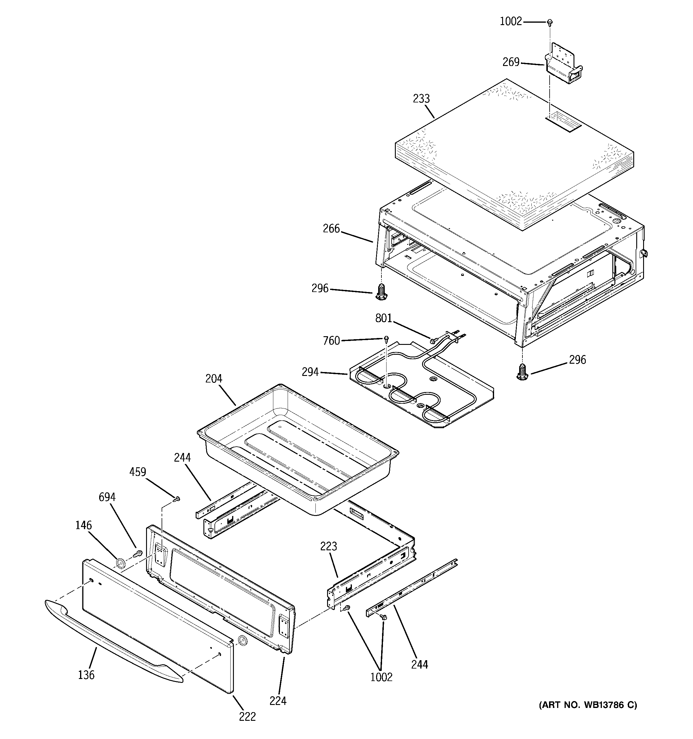GE JCBP84WK1WW warming drawer diagram