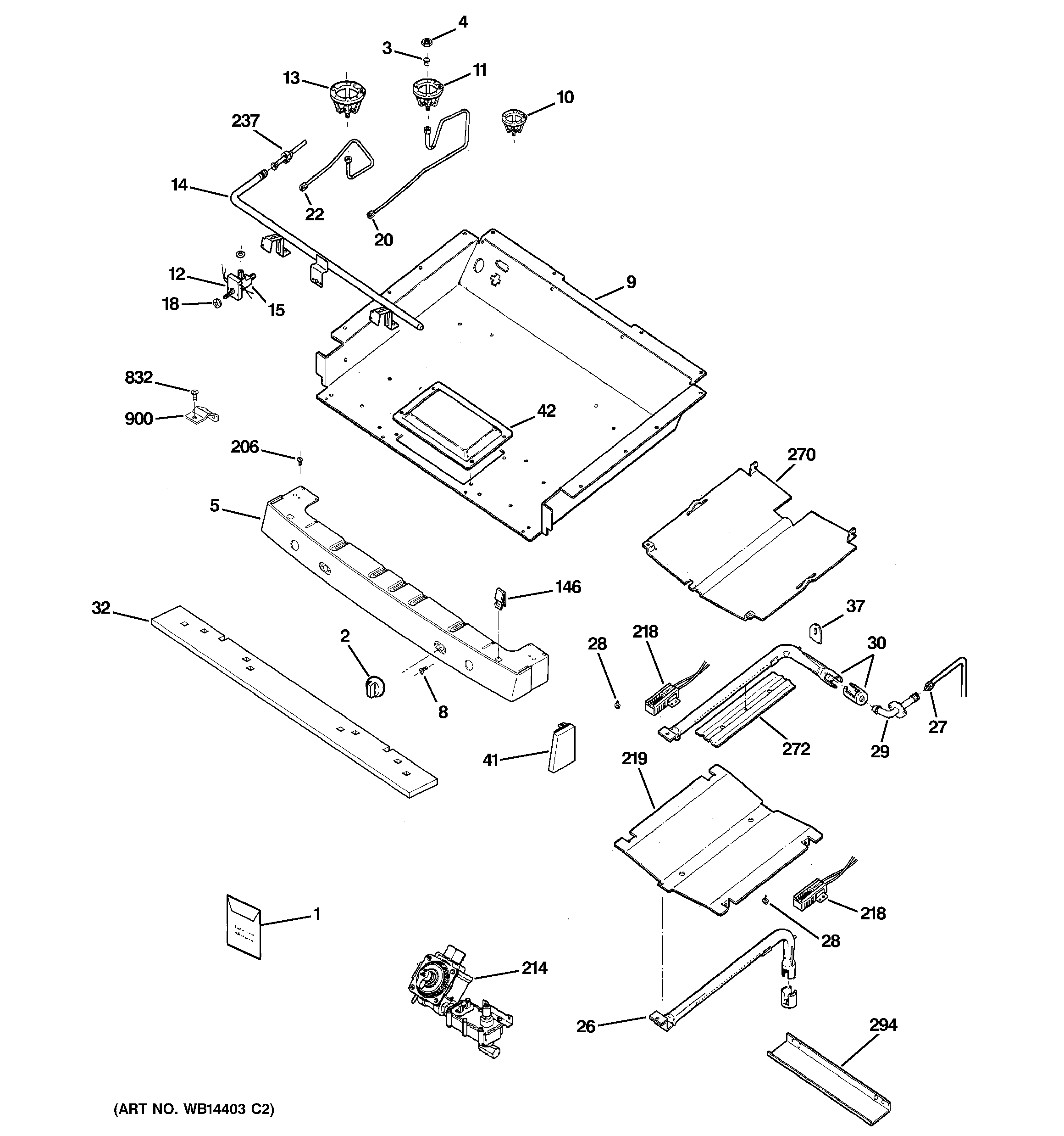 GE EGR2002EM3BS gas & burner parts diagram