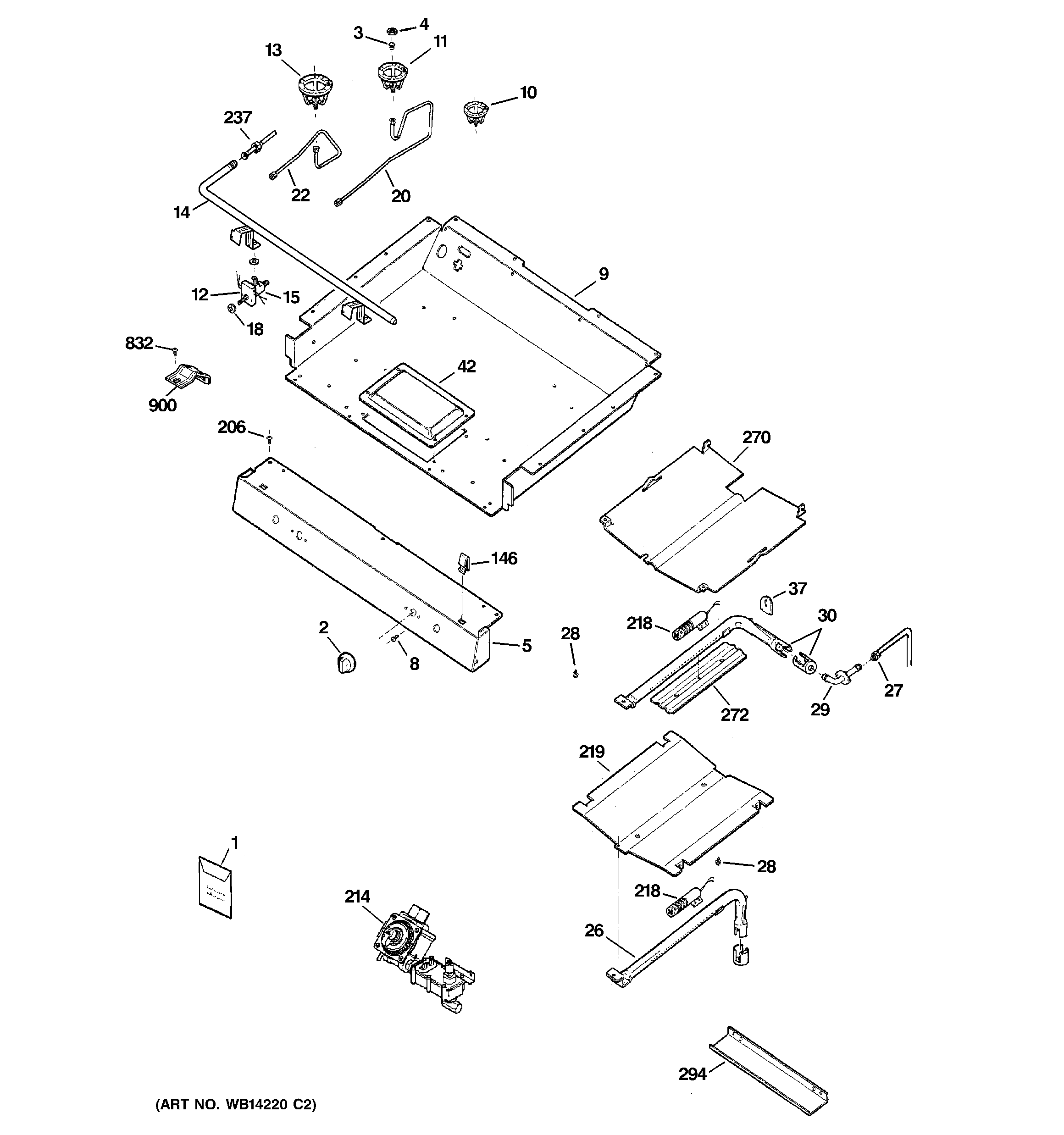 GE JGBP29DEM3WW gas & burner parts diagram